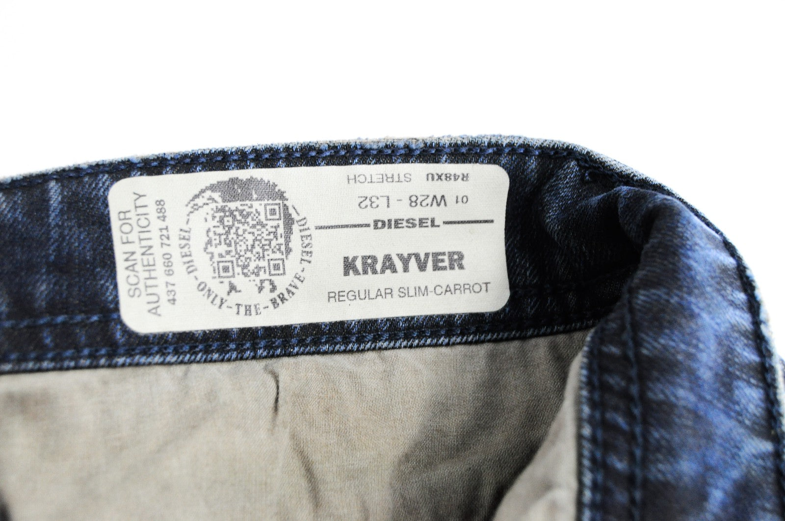 DIESEL Krayver R48XU Men Jeans W28/L32 Slim Carrot Fit Cotton Stretch Blue Wash