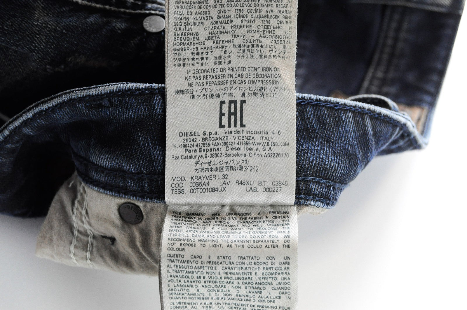 DIESEL Krayver R48XU Men Jeans W28/L32 Slim Carrot Fit Cotton Stretch Blue Wash