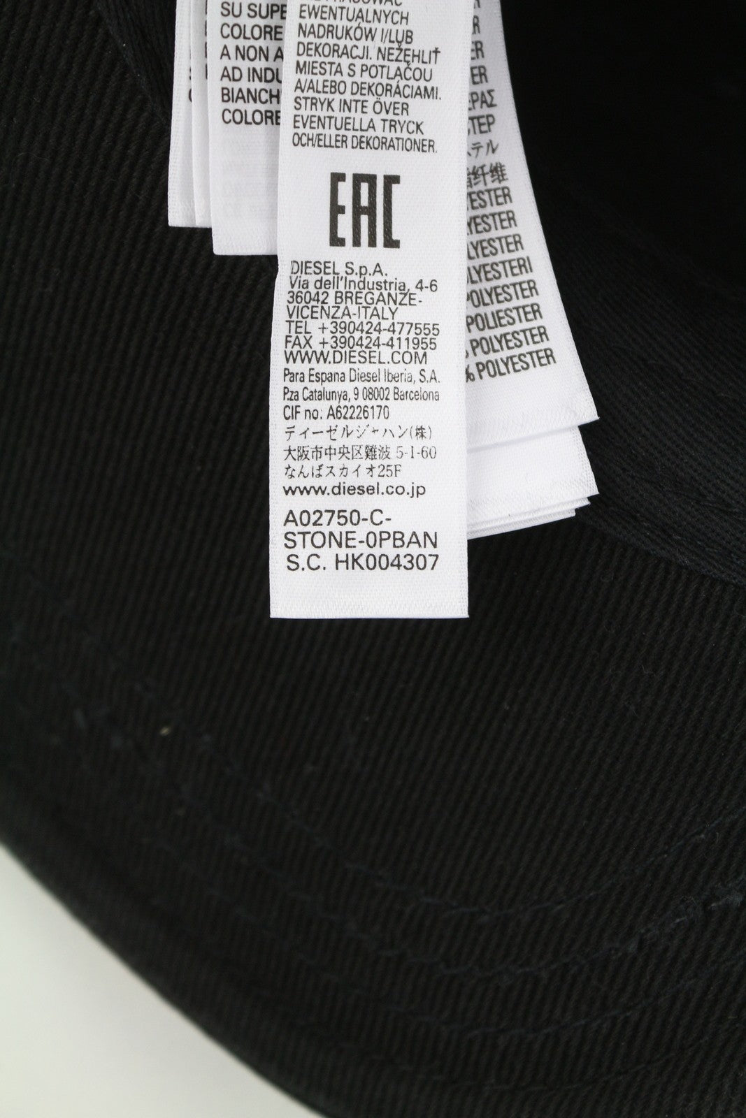 DIESEL C-Stone Men Cap 1 Baseball D-Rill Usion Embroidered Black Cotton RRP€70