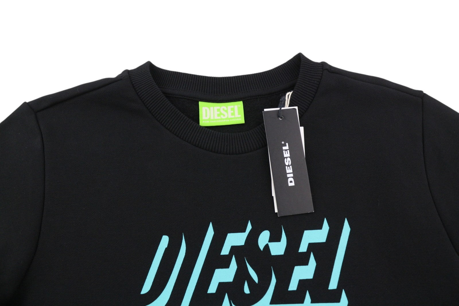 DIESEL S-Girk-A74 Men Sweatshirt XS Black Pullover Crew Neck Front Logo Unlined