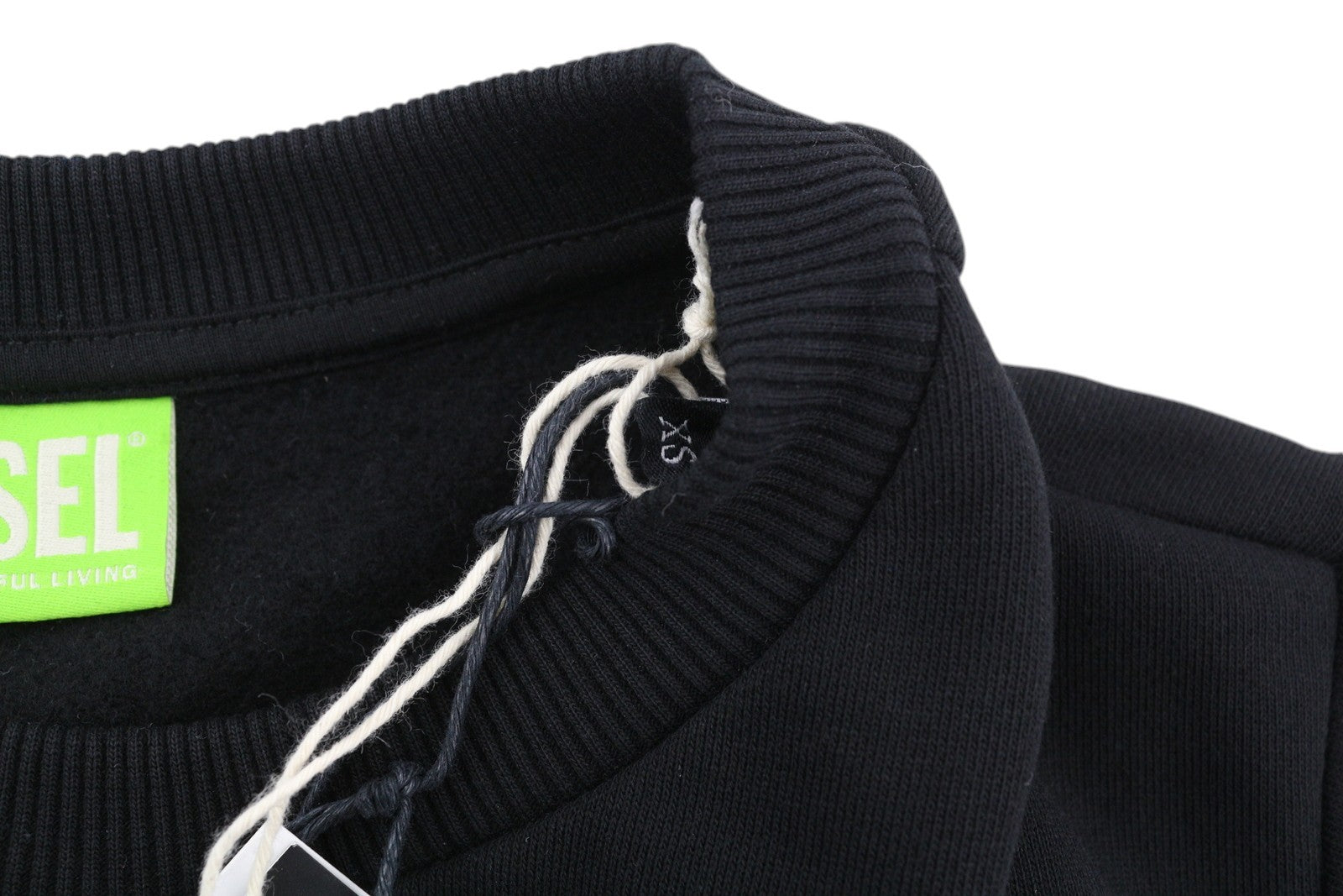 DIESEL S-Girk-A74 Men Sweatshirt XS Black Pullover Crew Neck Front Logo Unlined