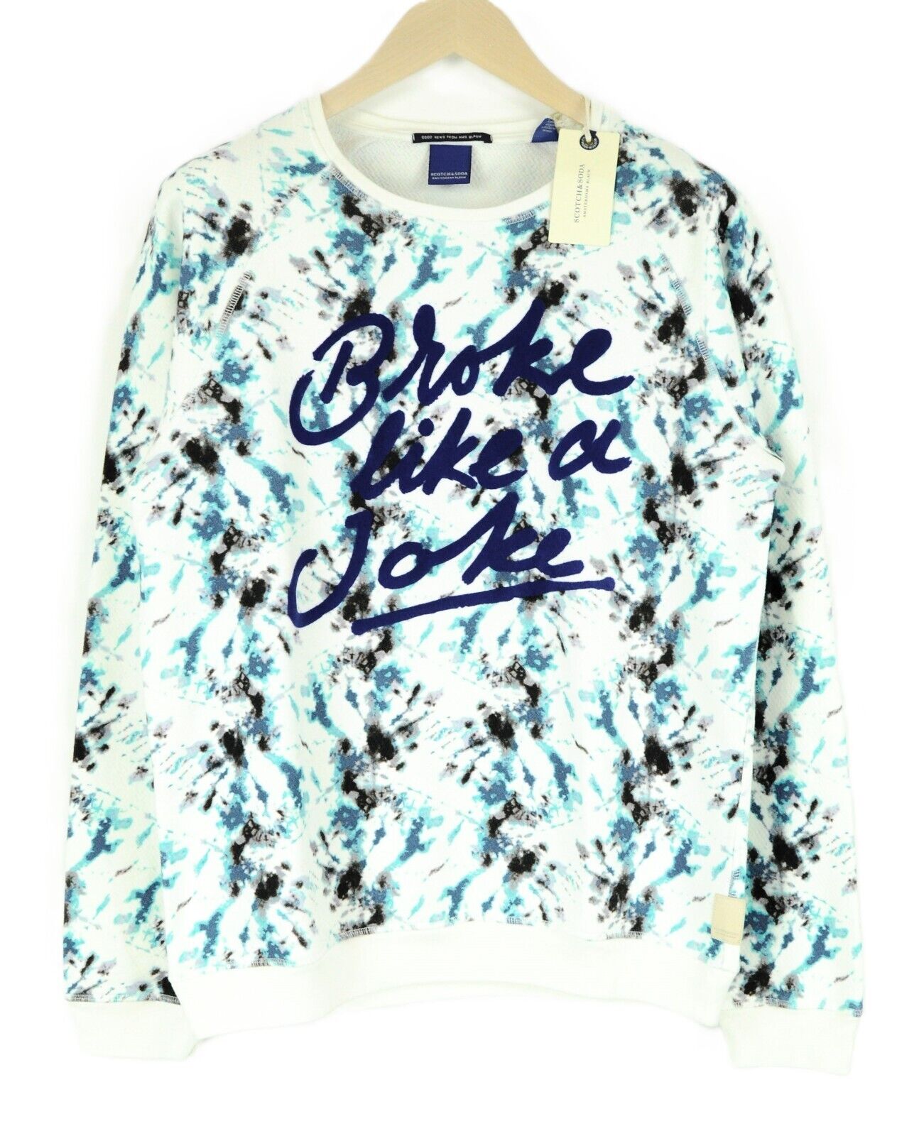 SCOTCH & SODA Ams Blauw Mens Sweatshirt M Blue Cotton Long Sleeve Patterned