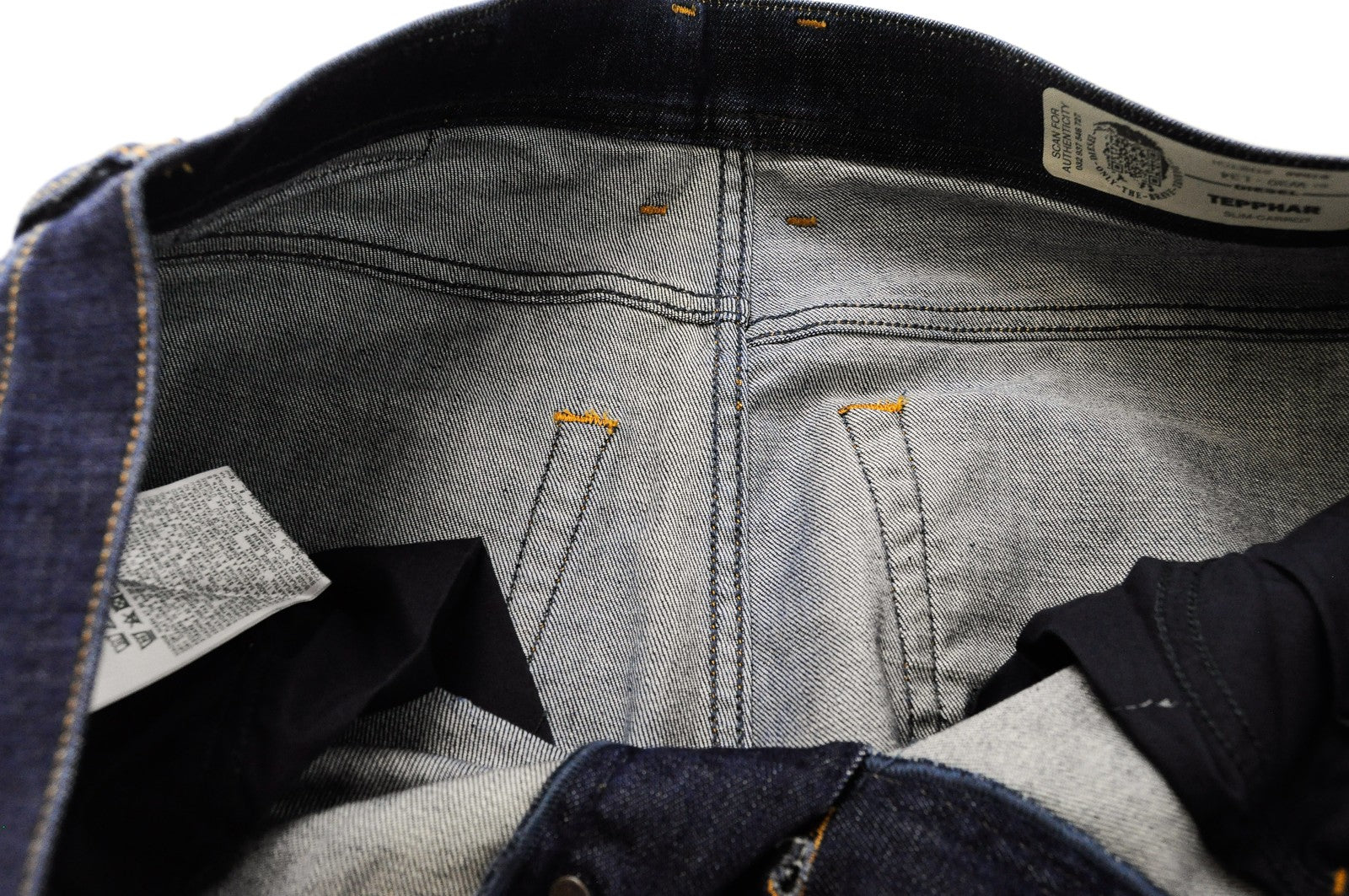 DIESEL Tepphar R7NA8 vyriški džinsai W30 L34 Slim morkų spalvos medvilninio skalbinių mėlynumo spalvos 