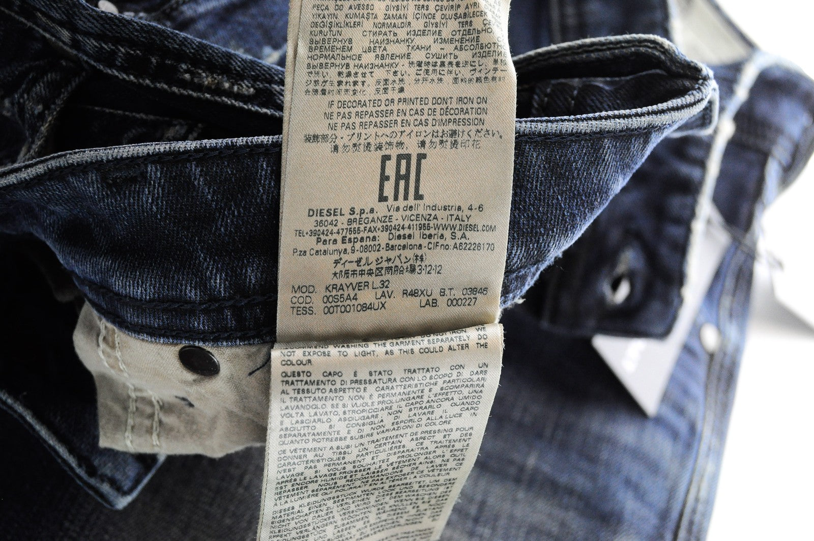 DIESEL Krayver R48XU Men Jeans W31/L32 Slim Carrot Fit Blue Cotton Stretch Wash