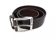 REPLAY Brown Patterned Cow Leather Belt 85cm Men's Buckle Strap
