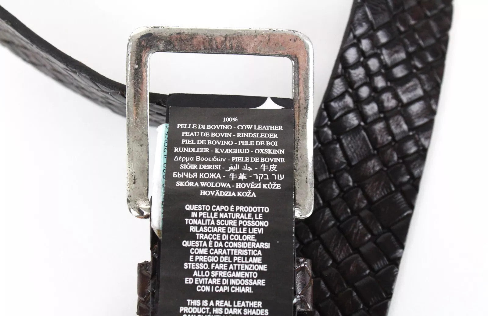 REPLAY Brown Patterned Cow Leather Belt 85cm Men's Buckle Strap