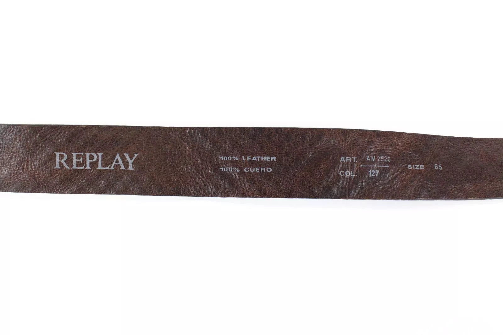 REPLAY Brown Patterned Cow Leather Belt 85cm Men's Buckle Strap