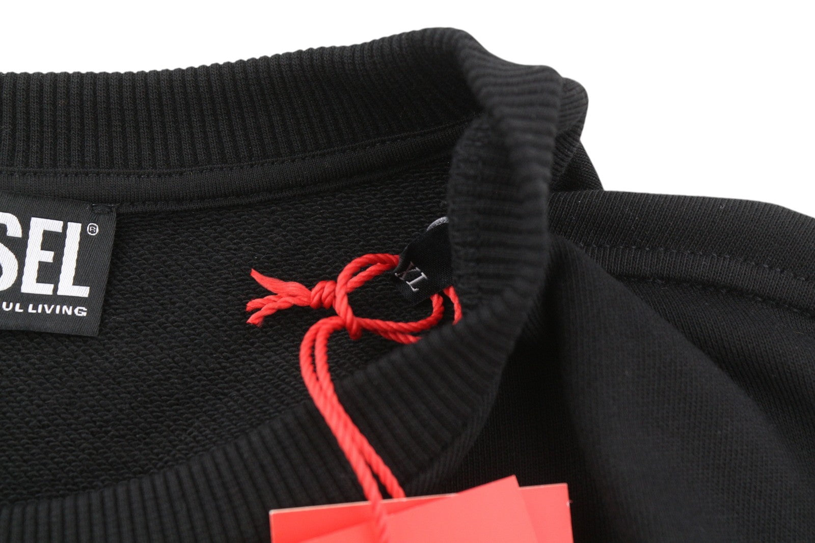 DIESEL S-Ginn-E3 Men Sweatshirt XL Black Pullover Crew Neck Front Logo RRP€150