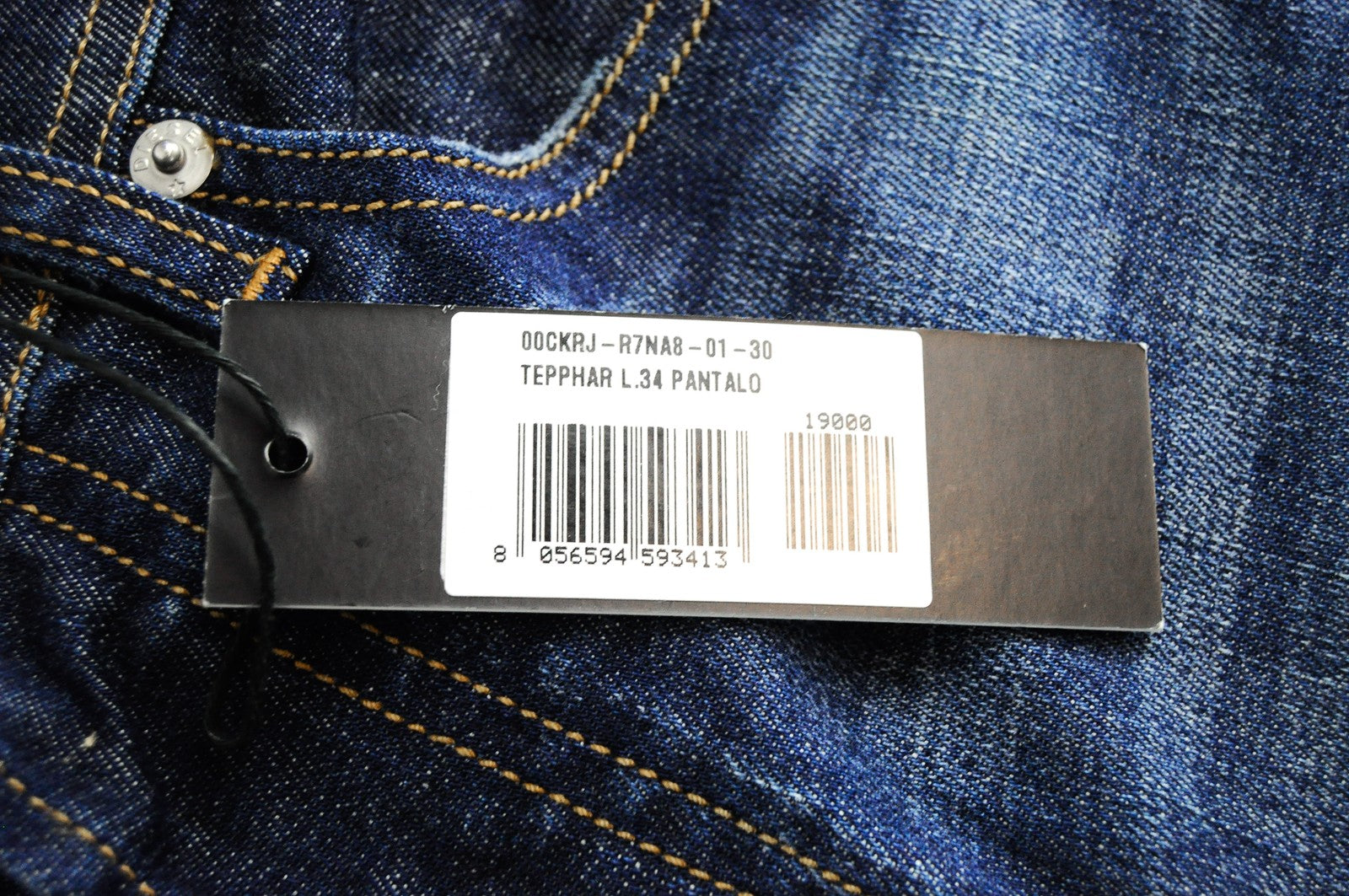 DIESEL Tepphar R7NA8 Men Jeans W30/L34 Slim Carrot Fit Blue Cotton Casual Wash