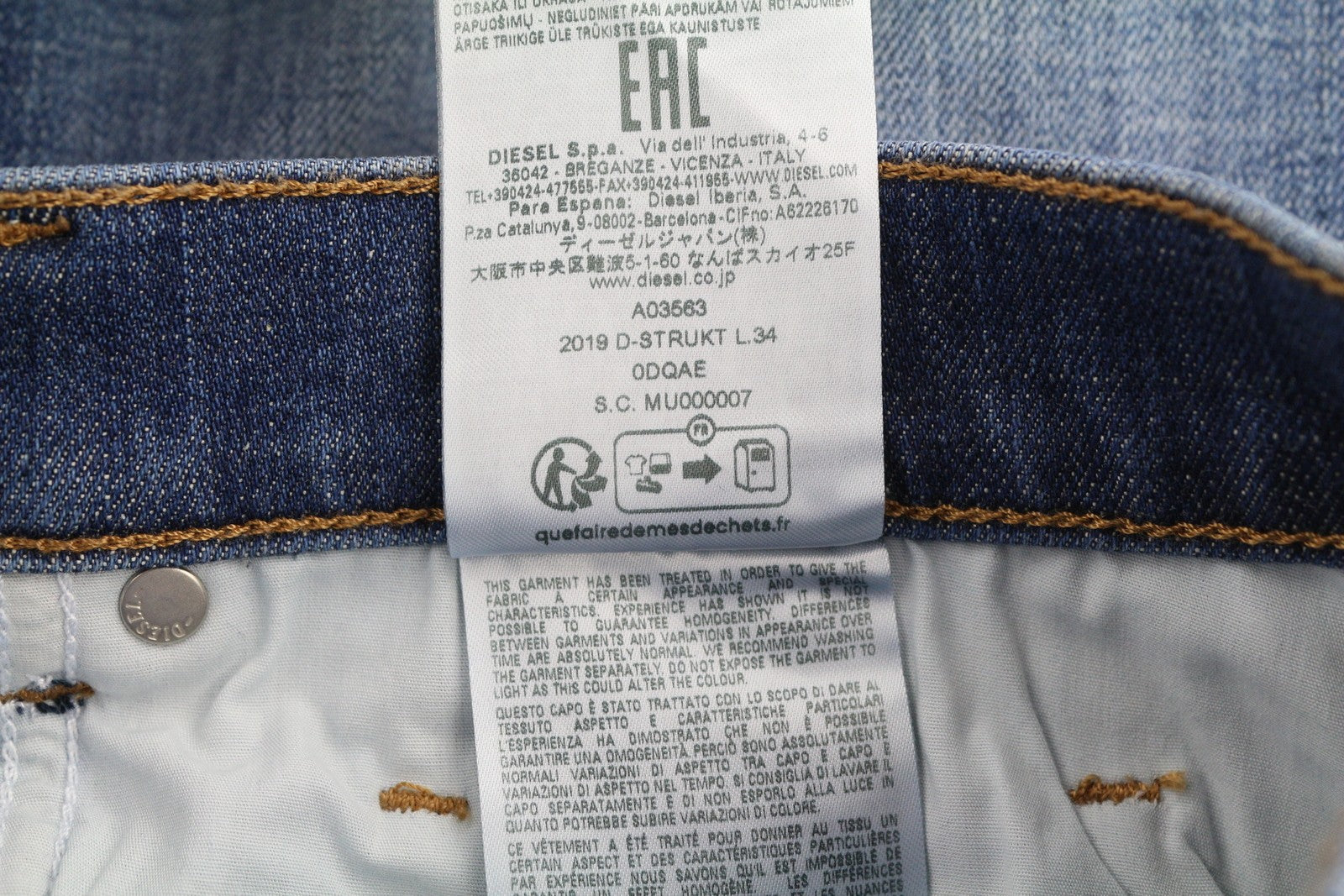 DIESEL 2019 D-Strukt 0DQAE Men Jeans W34/L34 Slim  Fade Effect Denim RRP€175