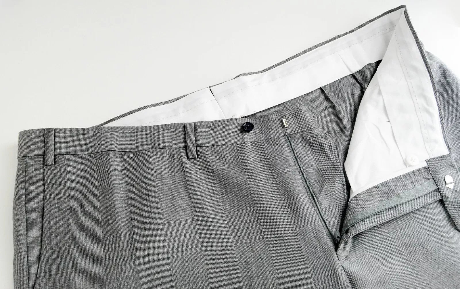 SUITSUPPLY Lazio Grey Wool UK54S Men's Pleated Lined Dress Formal Trousers