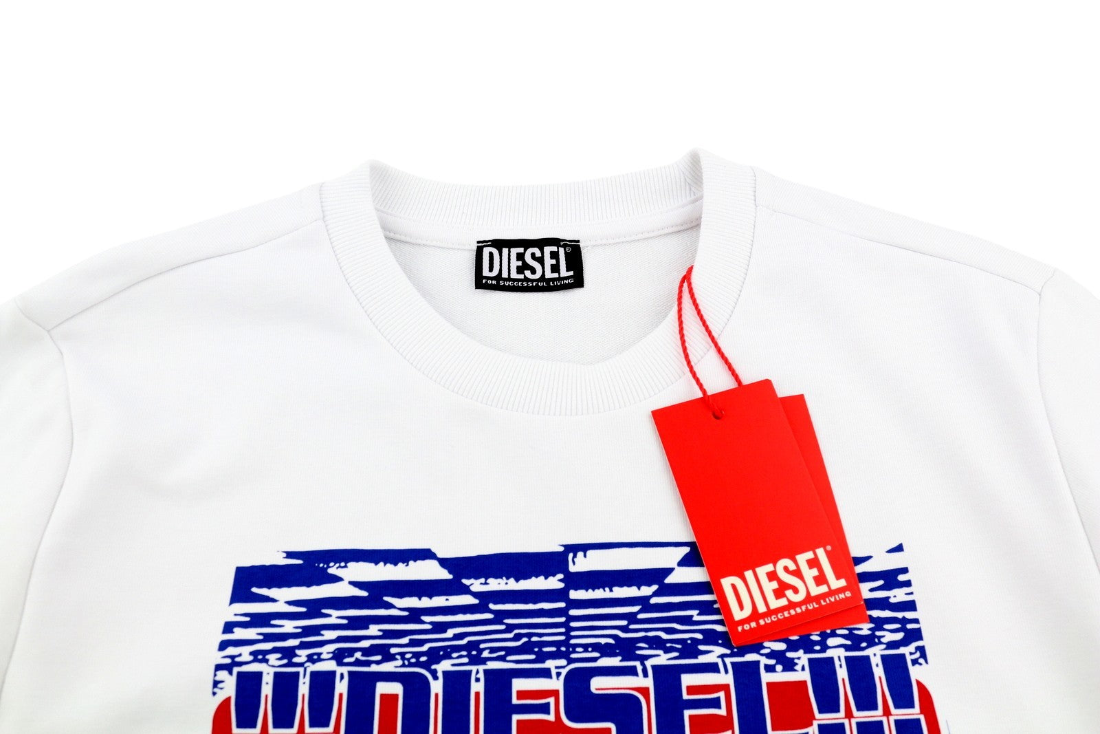 DIESEL S-Ginn-K28 Mens Sweatshirt M White Pullover Crew Neck Front  RRP€125