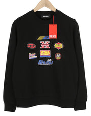 DIESEL S-Ginn-K24 Men Sweatshirt S Black Pullover Crew Neck Front Logo RRP€110