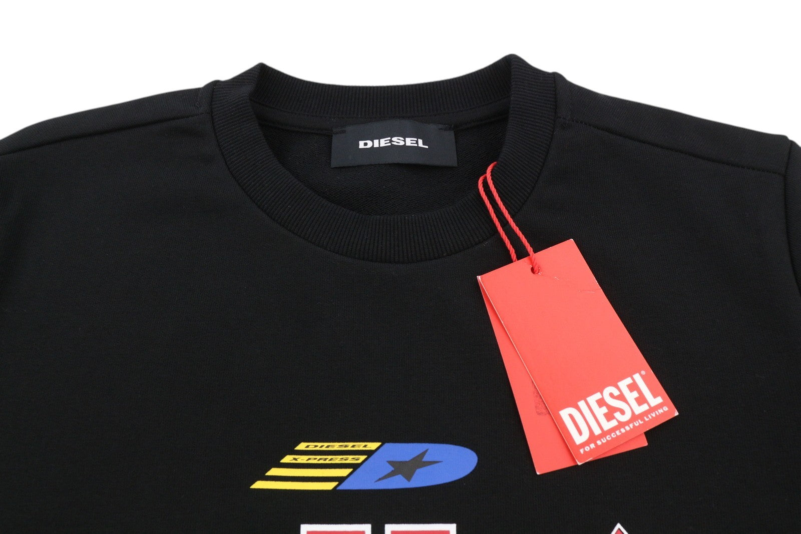 DIESEL S-Ginn-K24 Men Sweatshirt S Black Pullover Crew Neck Front Logo RRP€110