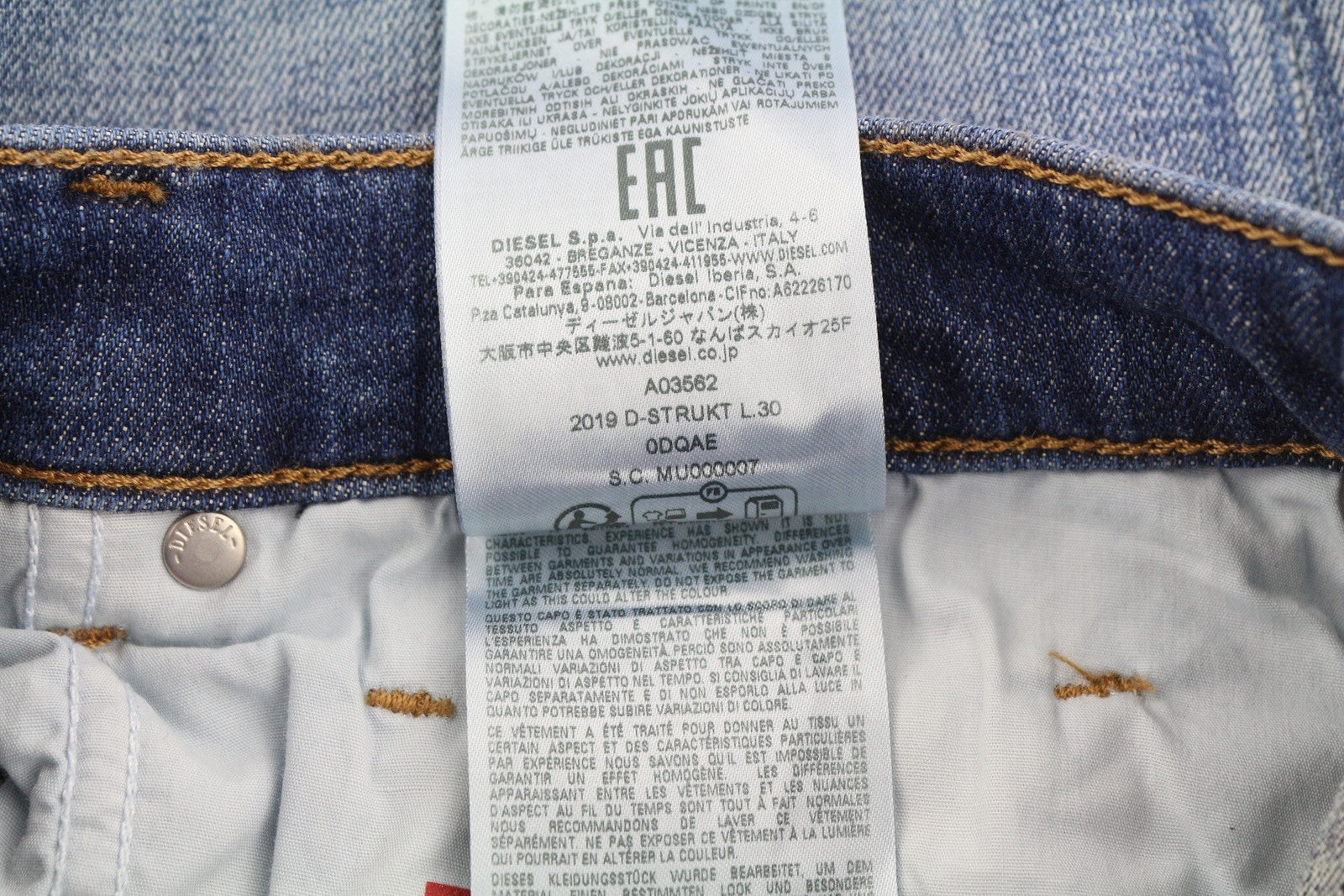 DIESEL 2019 D-Strukt 0DQAE Men Jeans W32/L30 Slim  Fade Effect Denim RRP€175