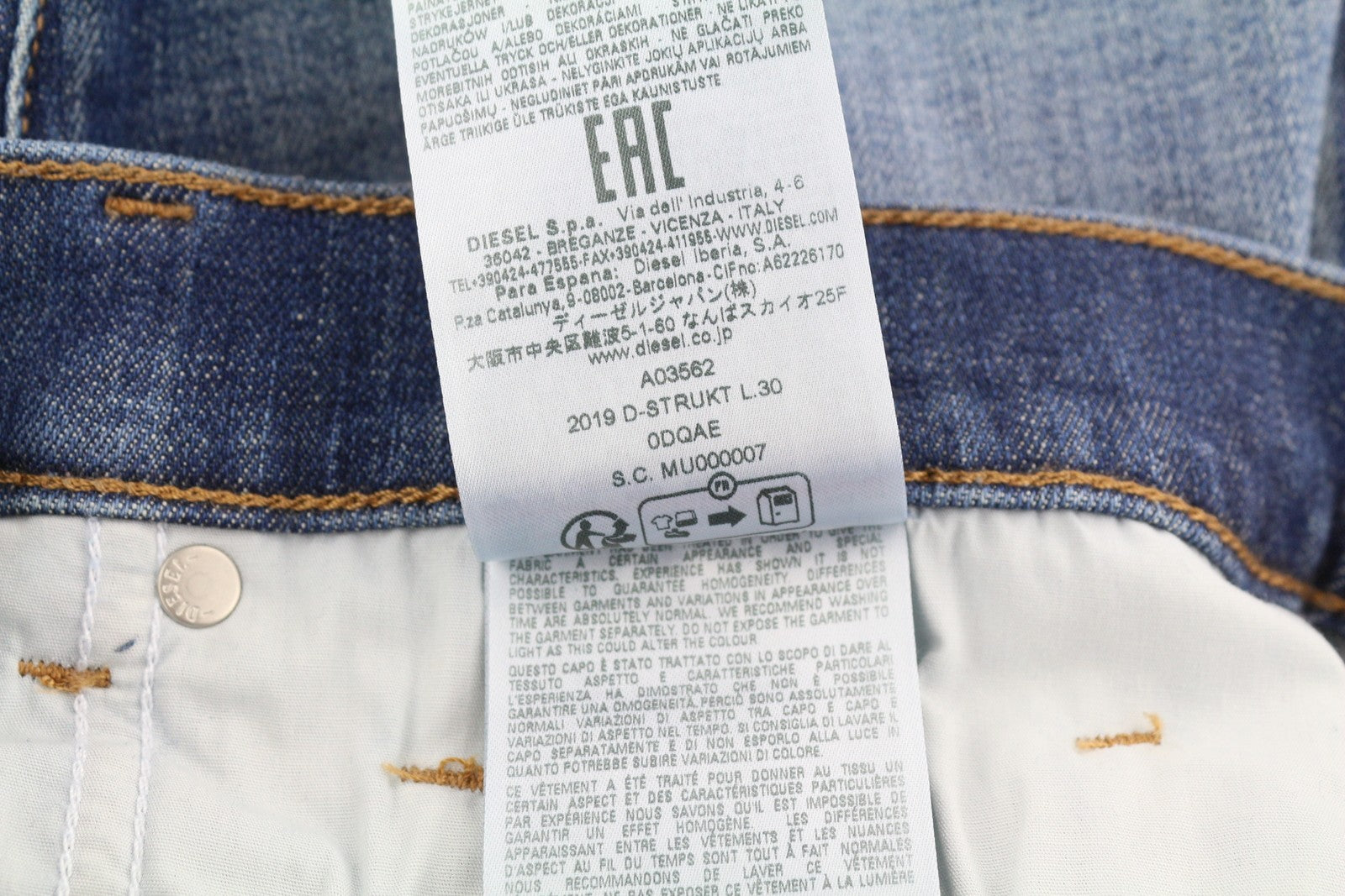 DIESEL 2019 D-Strukt 0DQAE Men Jeans W33/L30 Slim  Fade Effect Denim RRP€175