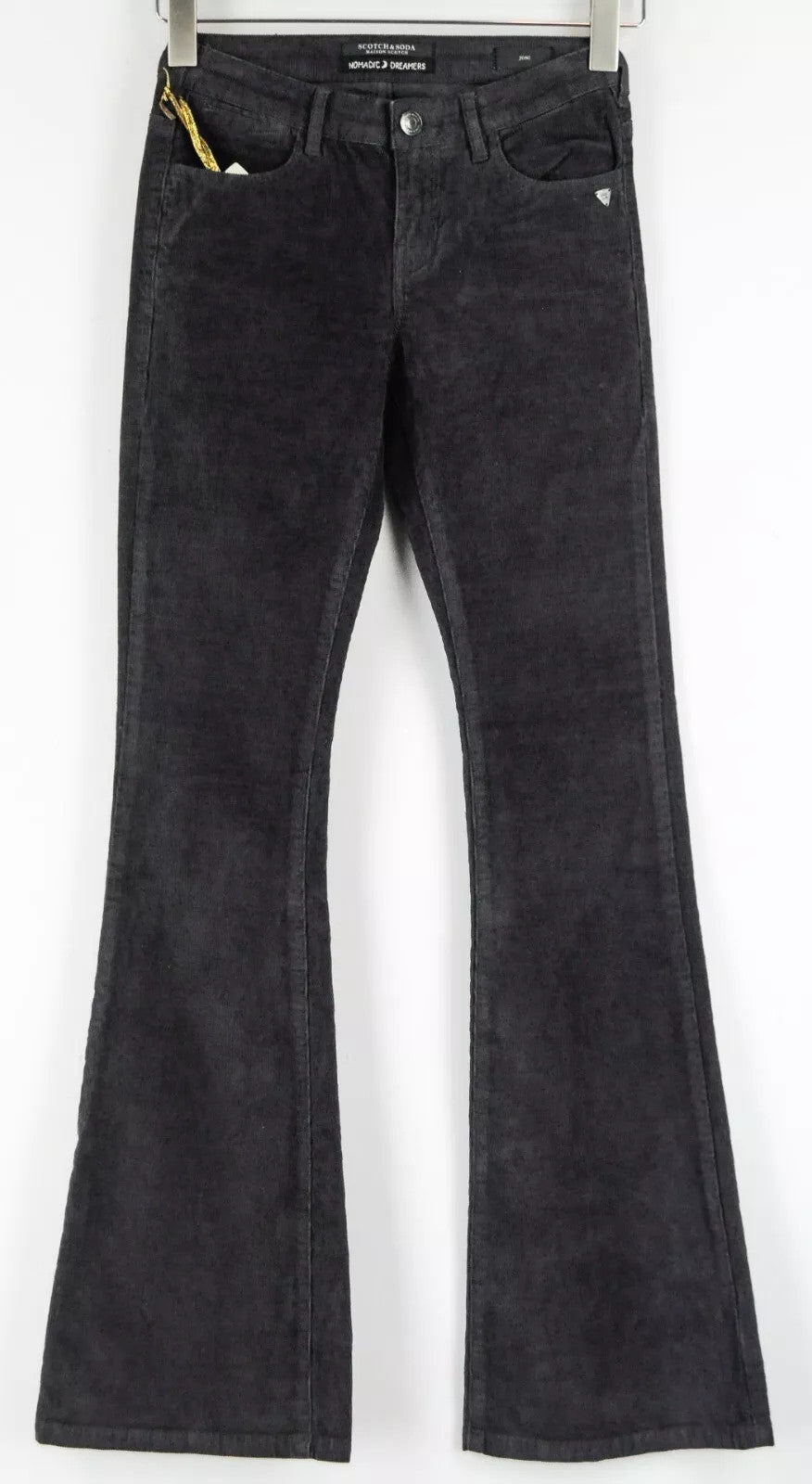 MAISON SCOTCH Joni Women's Trousers W25 Cotton Stretch Flared Dark Grey