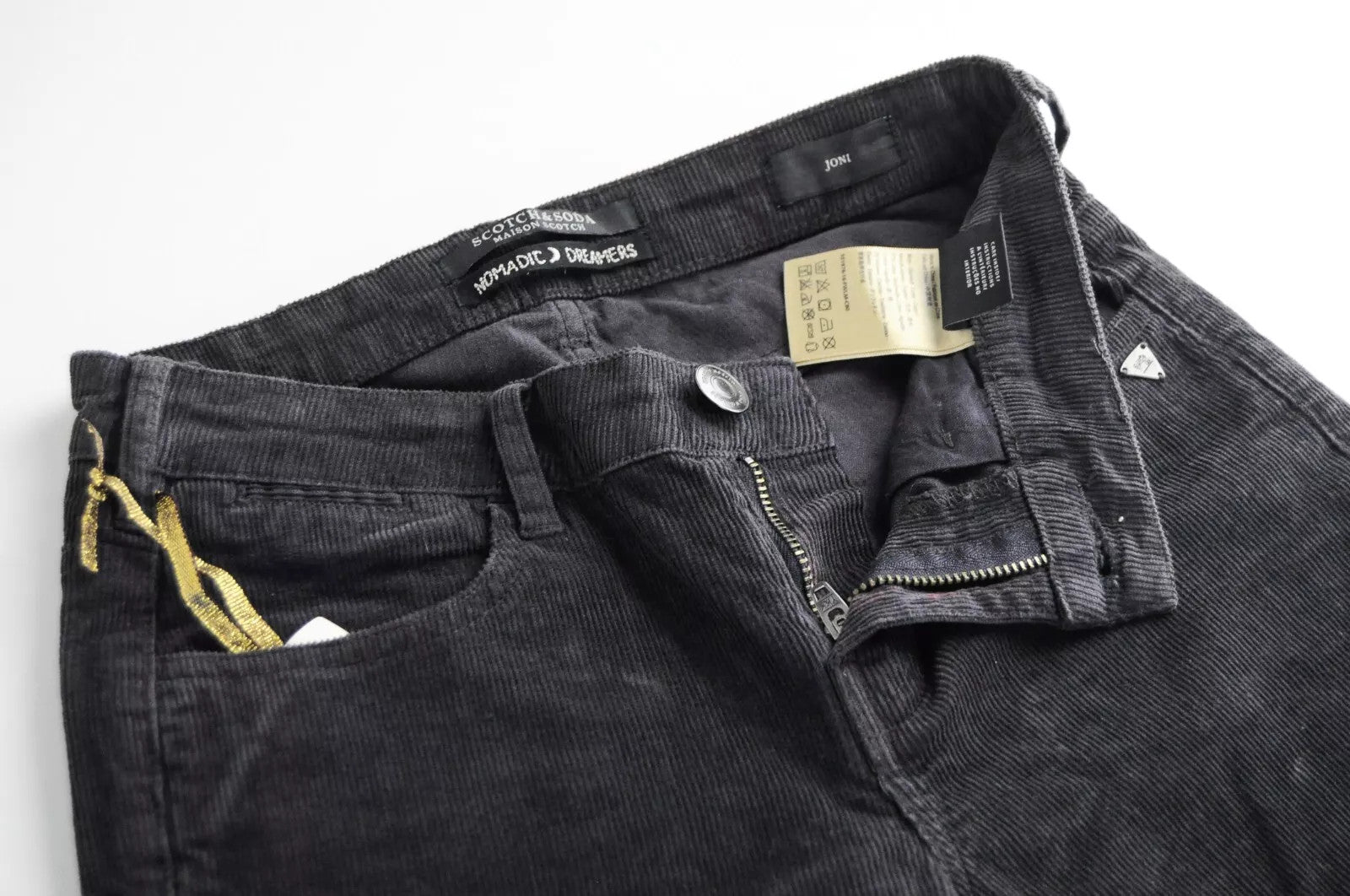 MAISON SCOTCH Joni Women's Trousers W25 Cotton Stretch Flared Dark Grey