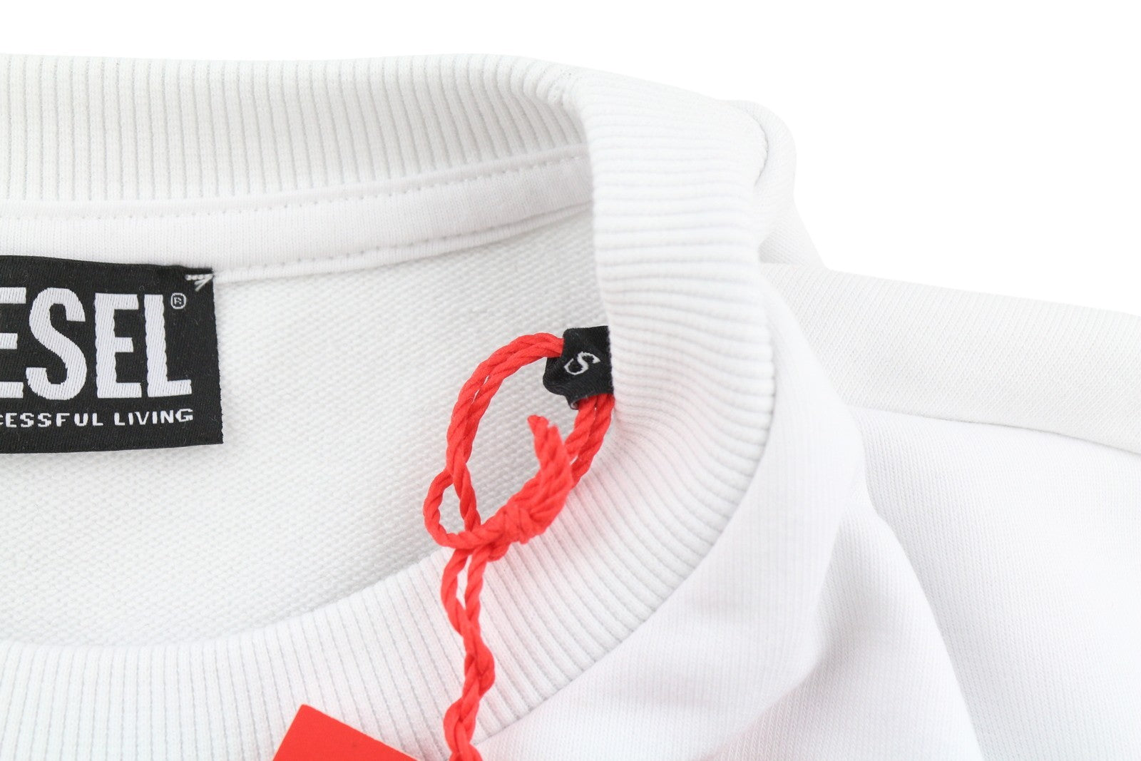 DIESEL S-Ginn-K26 Mens Sweatshirt S White Pullover Crew Neck Front  RRP€110