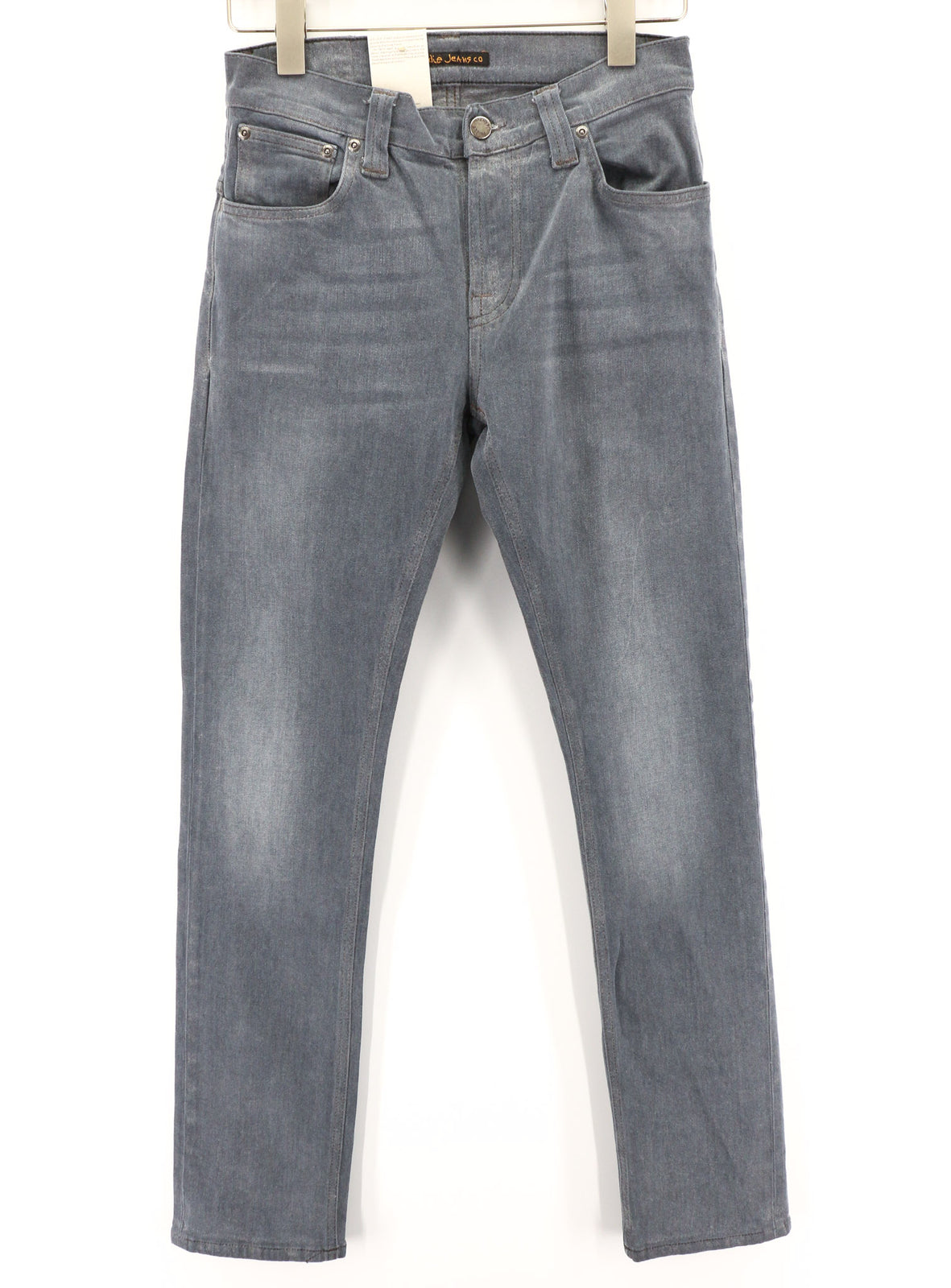 NUDIE JEANS Thin Finn Men Jeans W28/L32 Slim Fit Grey Cotton Stretch Washed