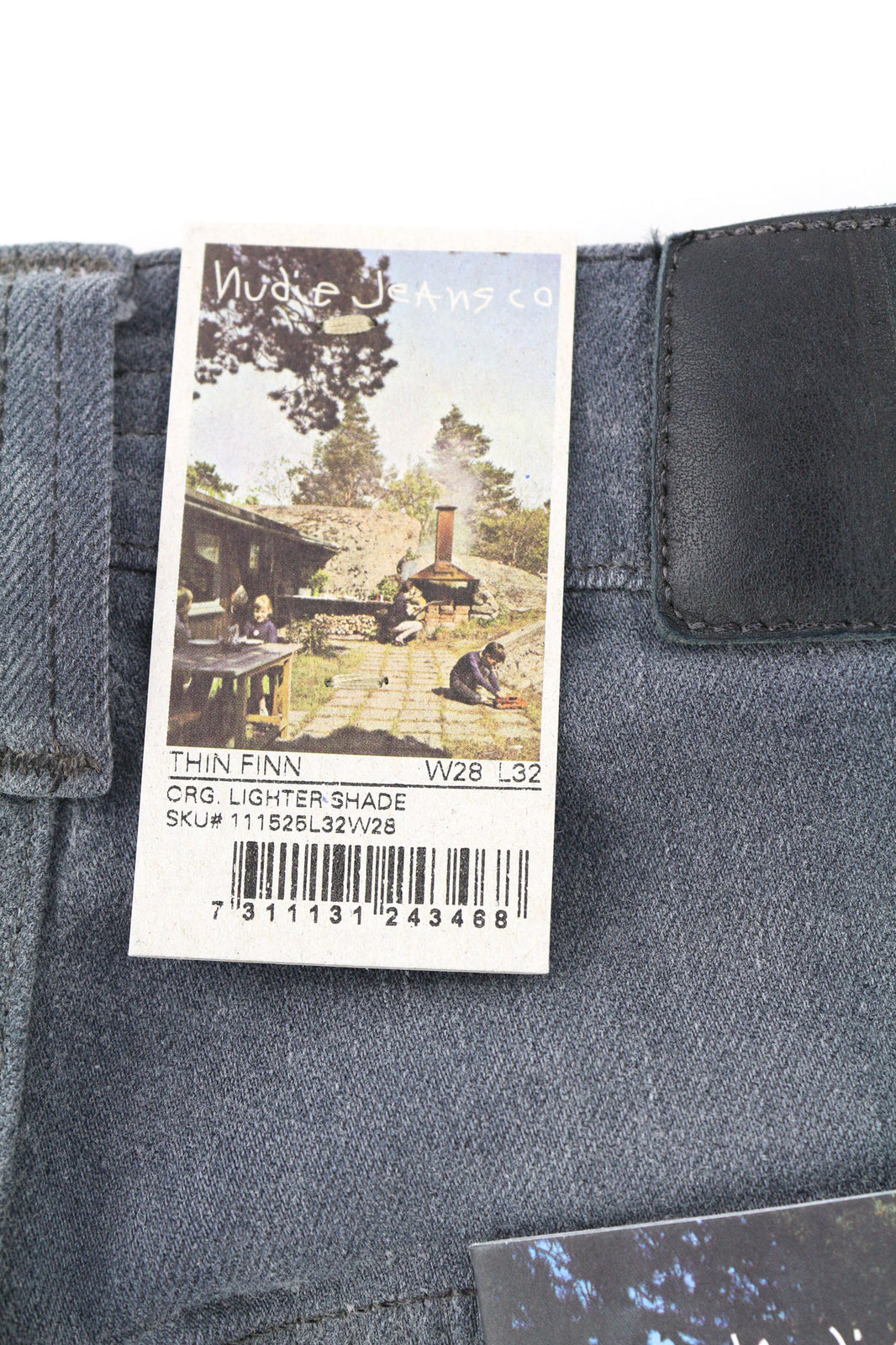 NUDIE JEANS Thin Finn Men Jeans W28/L32 Slim Fit Grey Cotton Stretch Washed