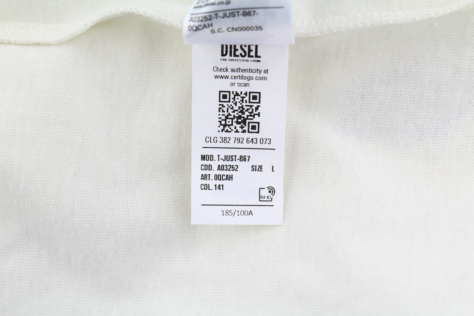 DIESEL T-Just-B67 Men T-Shirt L Short Sleeve Crew Collar Logo Tricot RRP€60