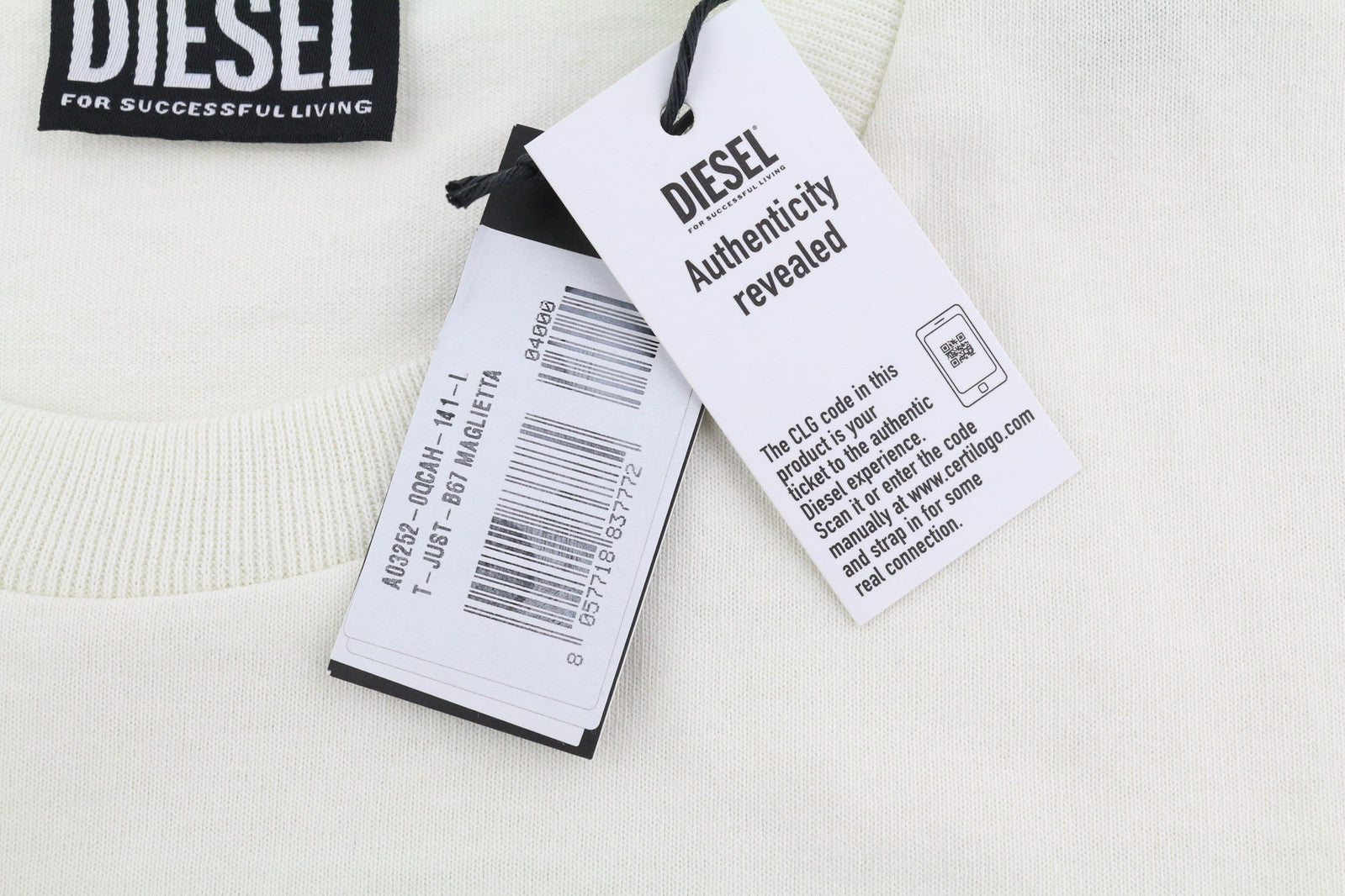 DIESEL T-Just-B67 Men T-Shirt L Short Sleeve Crew Collar Logo Tricot RRP€60