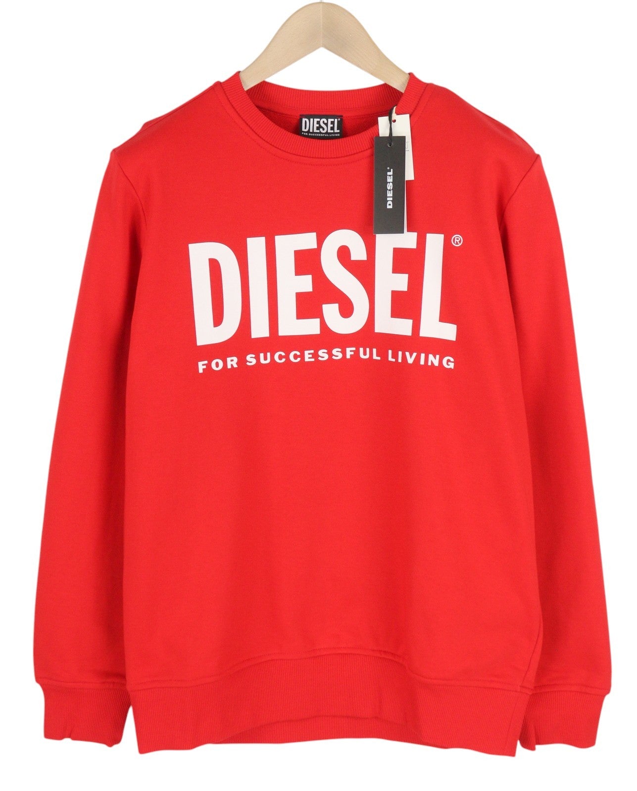 DIESEL S-Girk-Ecologo Men Sweatshirt M Red Pullover Crew Neck Front Logo RRP€125