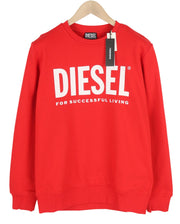 DIESEL S-Girk-Ecologo Men Sweatshirt M Red Pullover Crew Neck Front Logo RRP€125