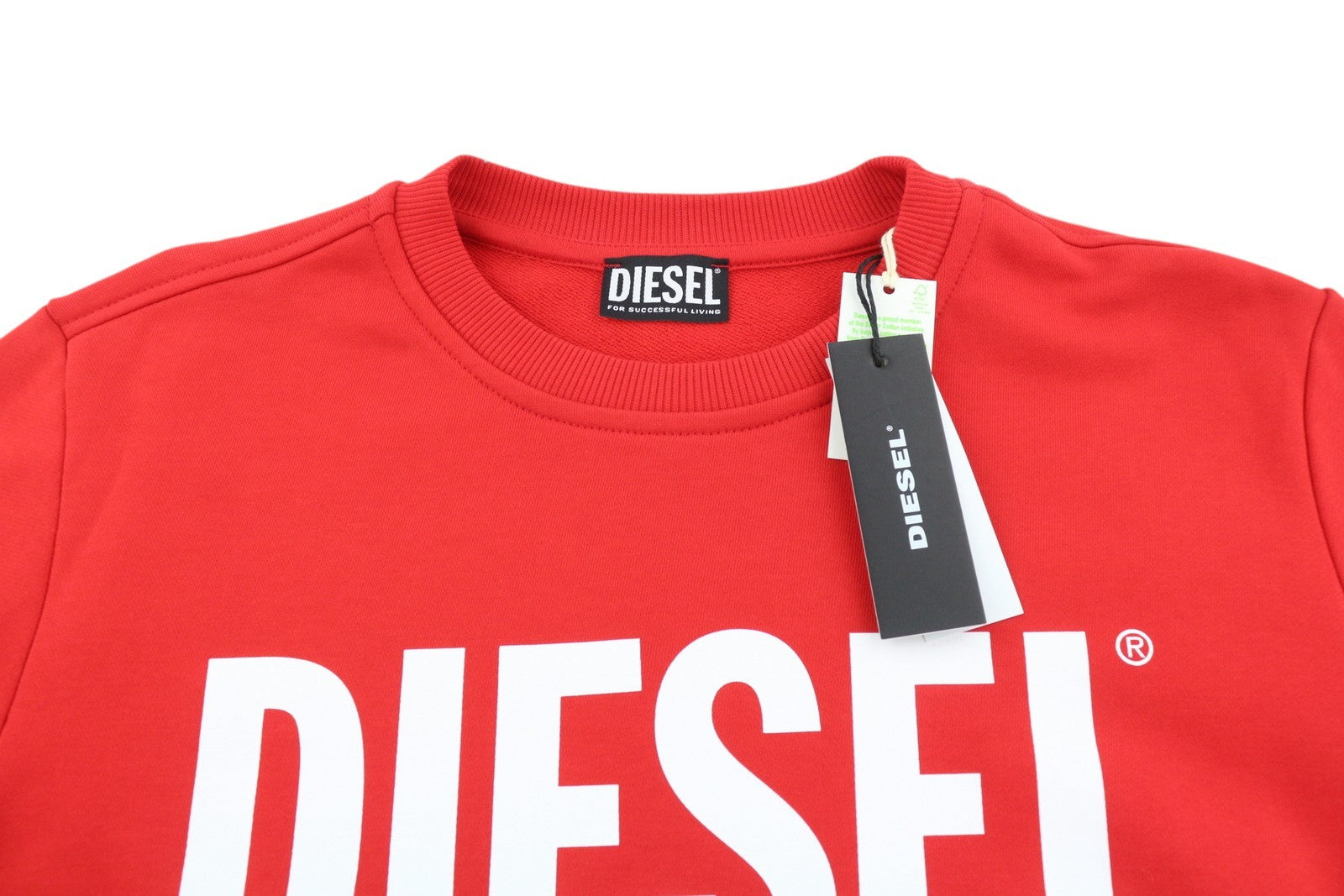 DIESEL S-Girk-Ecologo Men Sweatshirt M Red Pullover Crew Neck Front Logo RRP€125