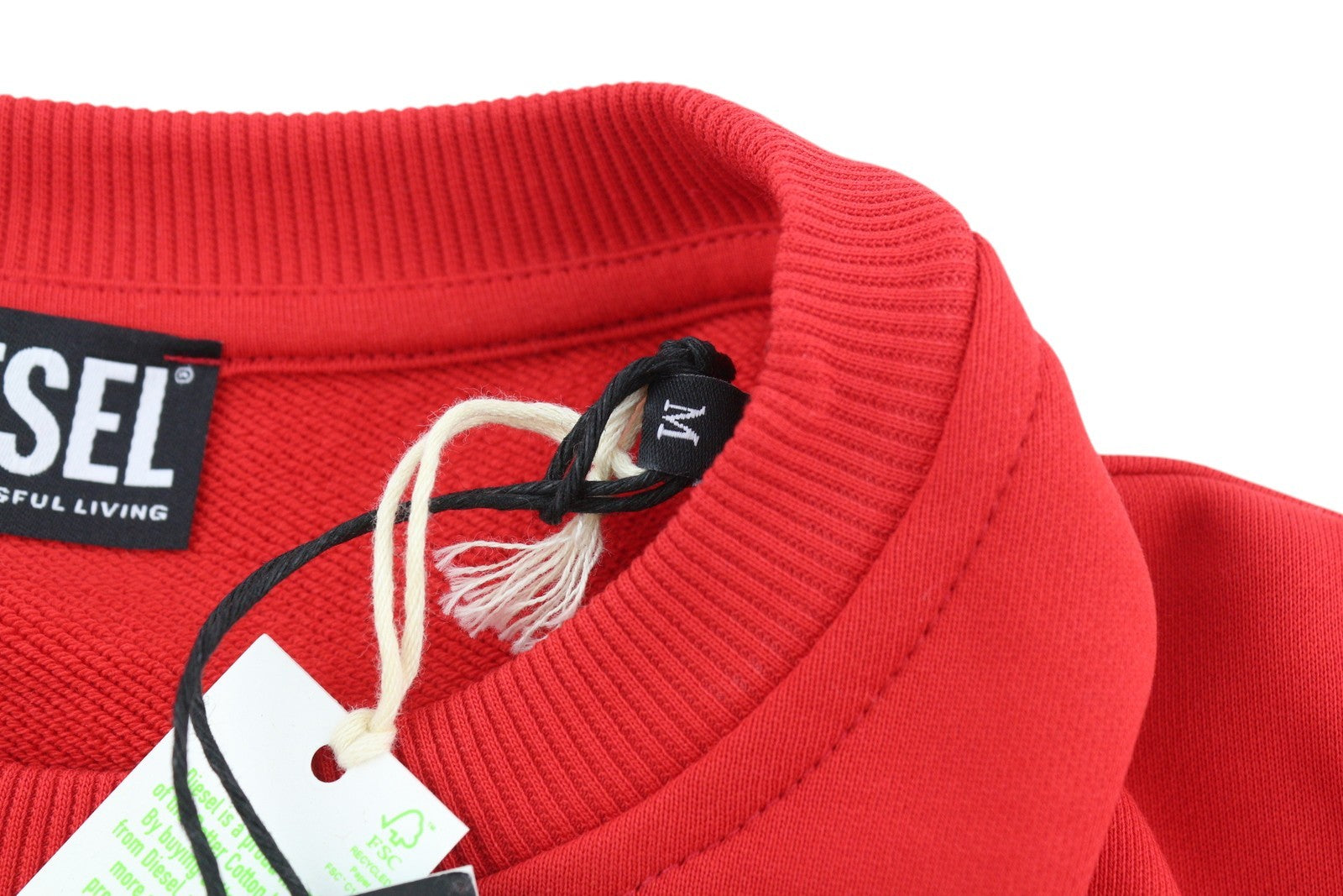 DIESEL S-Girk-Ecologo Men Sweatshirt M Red Pullover Crew Neck Front Logo RRP€125