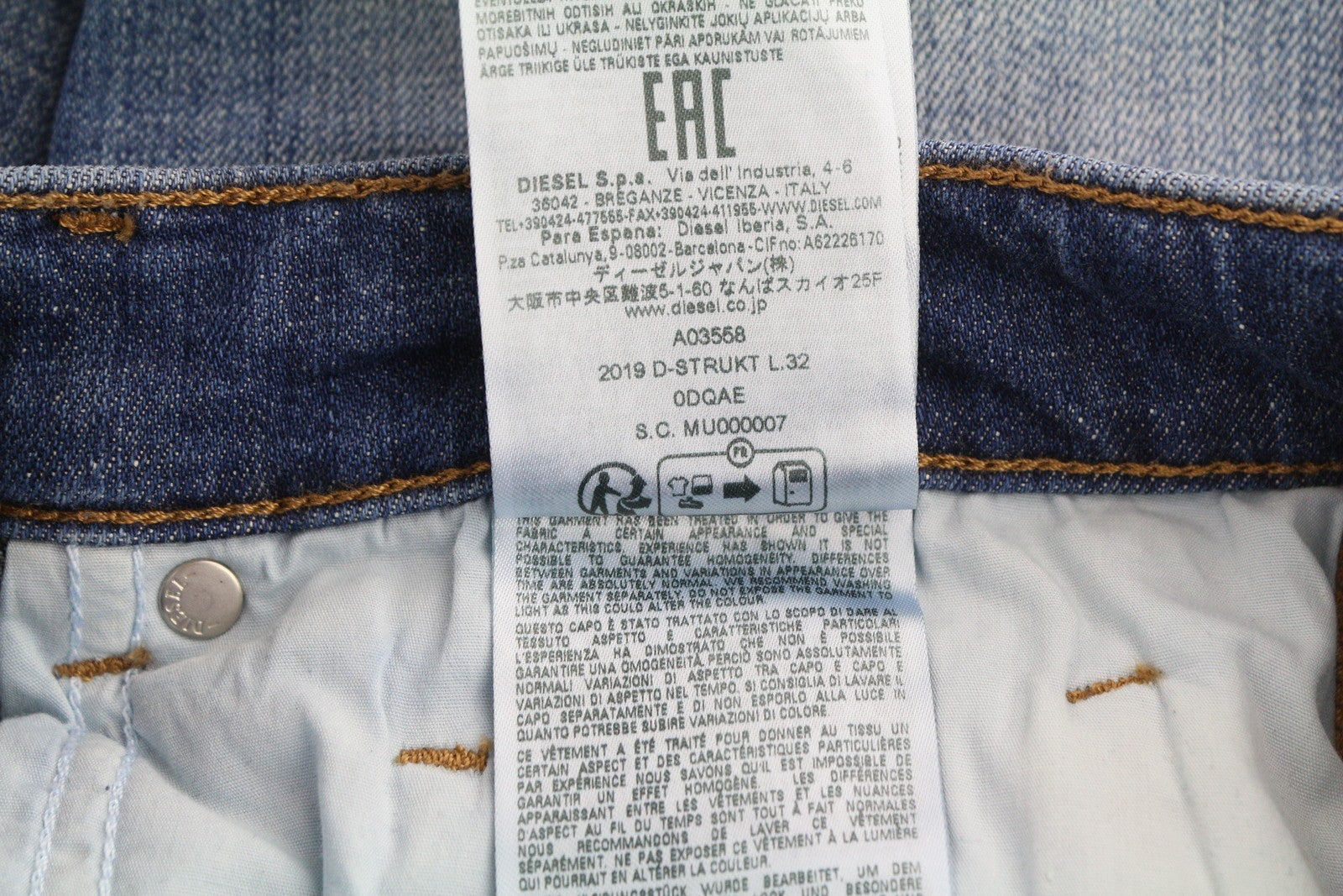 DIESEL 2019 D-Strukt 0DQAE Men Jeans W32/L32 Slim  Fade Effect Denim RRP€175