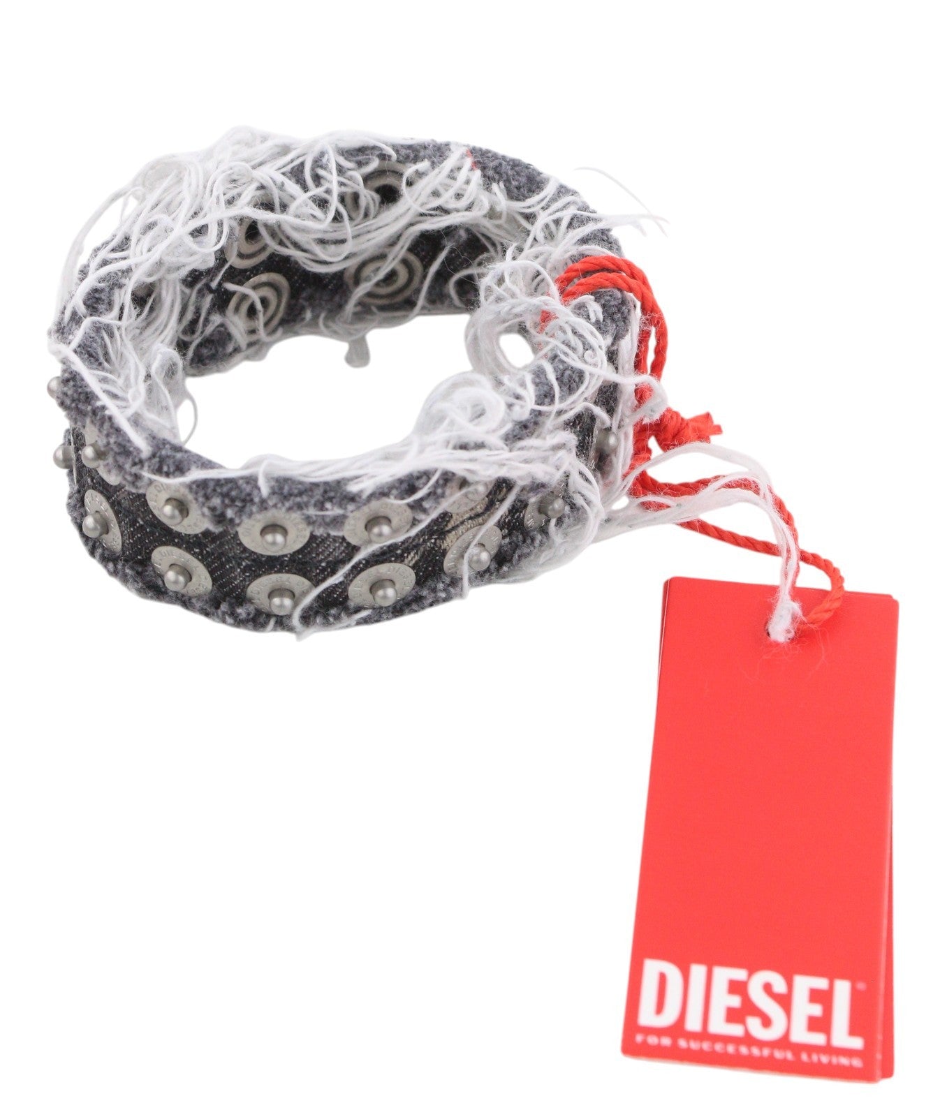 DIESEL A-Vets C Women Bracelet OS Black Denim Threads Details Silver Tone RRP€90