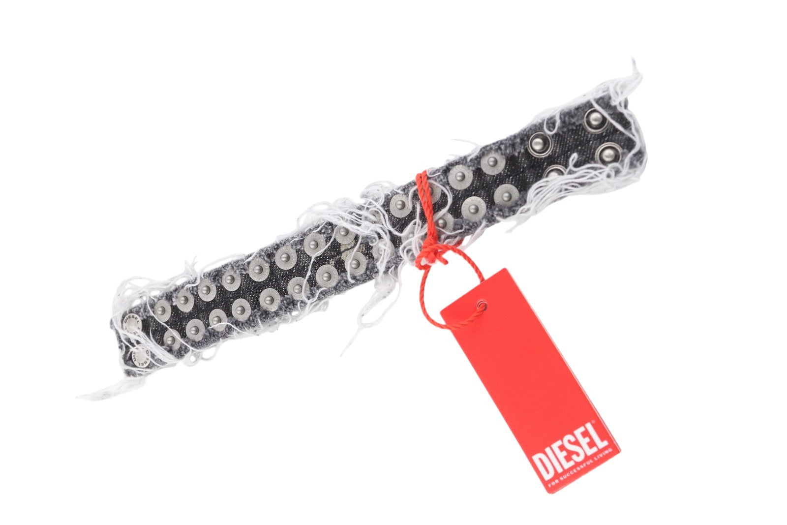 DIESEL A-Vets C Women Bracelet OS Black Denim Threads Details Silver Tone RRP€90