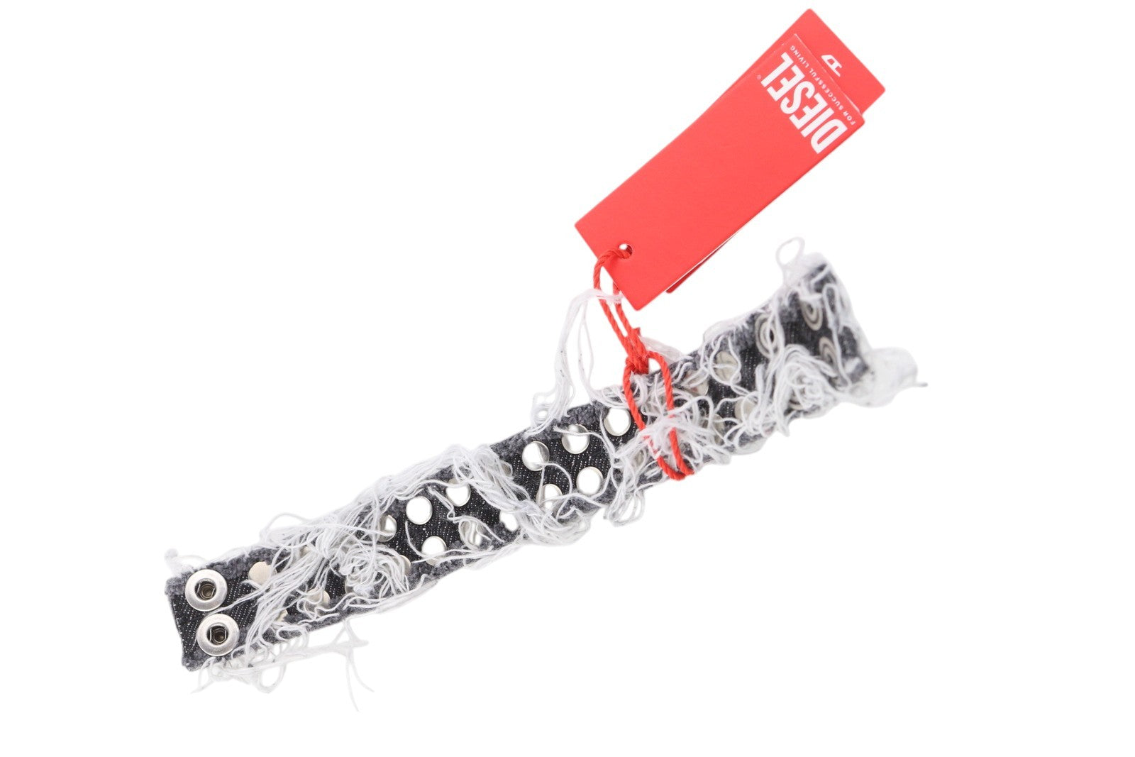 DIESEL A-Vets C Women Bracelet OS Black Denim Threads Details Silver Tone RRP€90