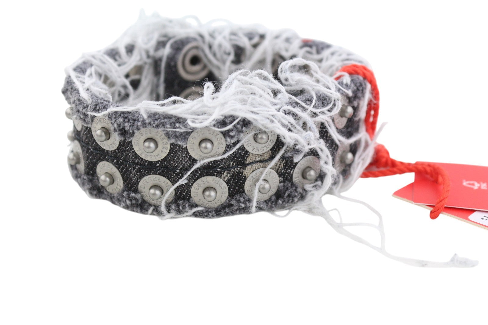 DIESEL A-Vets C Women Bracelet OS Black Denim Threads Details Silver Tone RRP€90