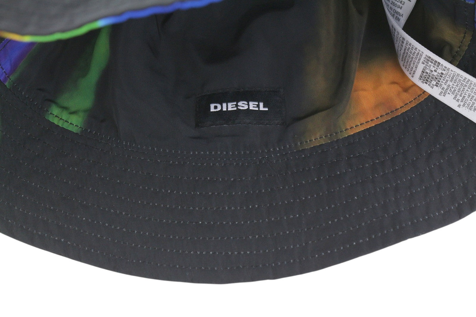 DIESEL Capes Men Hat OS Black Bucket Wool Blend Colourful Lining Logo Unisex