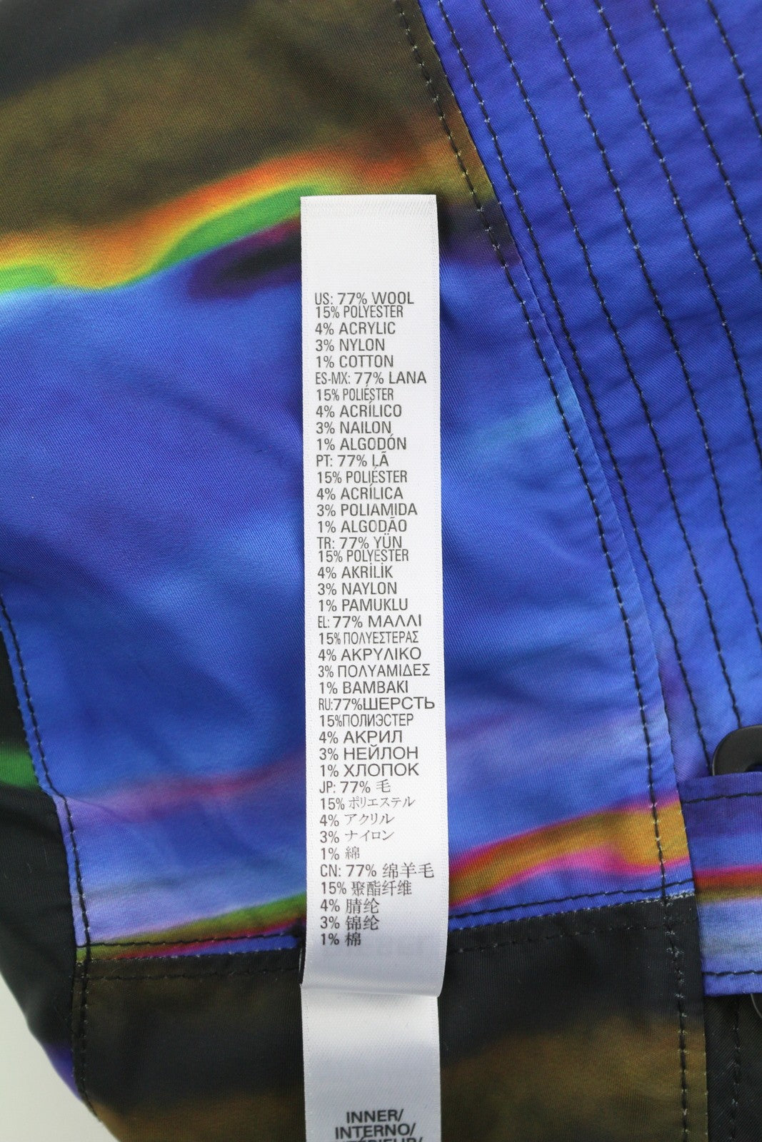 DIESEL Capes Men Hat OS Black Bucket Wool Blend Colourful Lining Logo Unisex