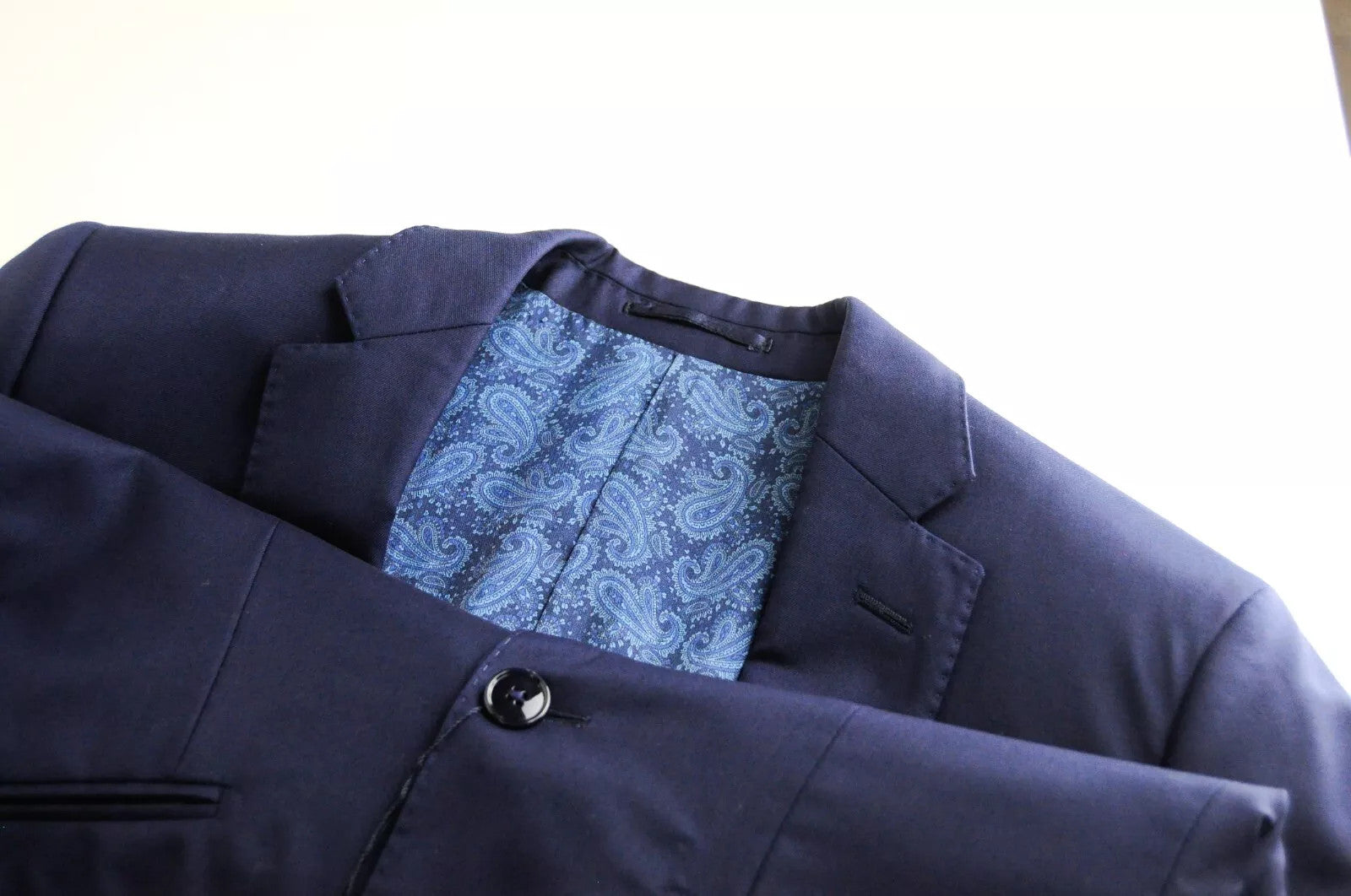 SUITSUPPLY Lazio Men's Suit UK32 Navy Wool Lined Pleated Formal 2-Piece