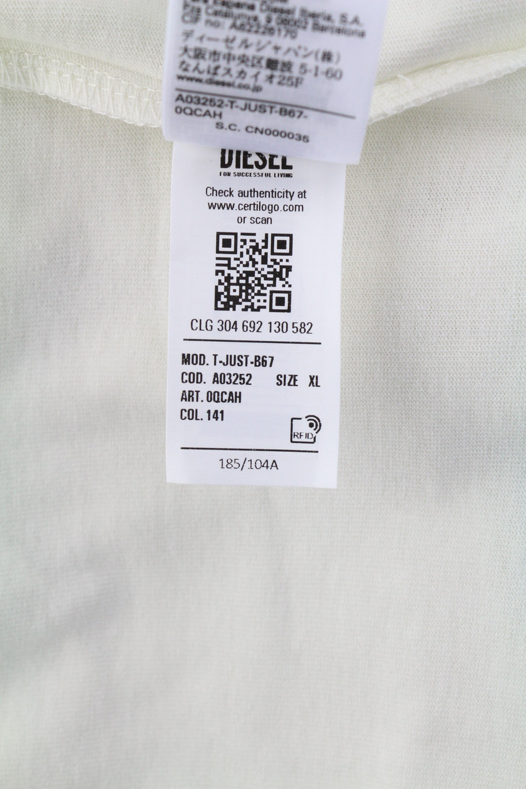 DIESEL T-Just-B67 Men T-Shirt XL Short Sleeve Crew Collar Logo Tricot RRP€60