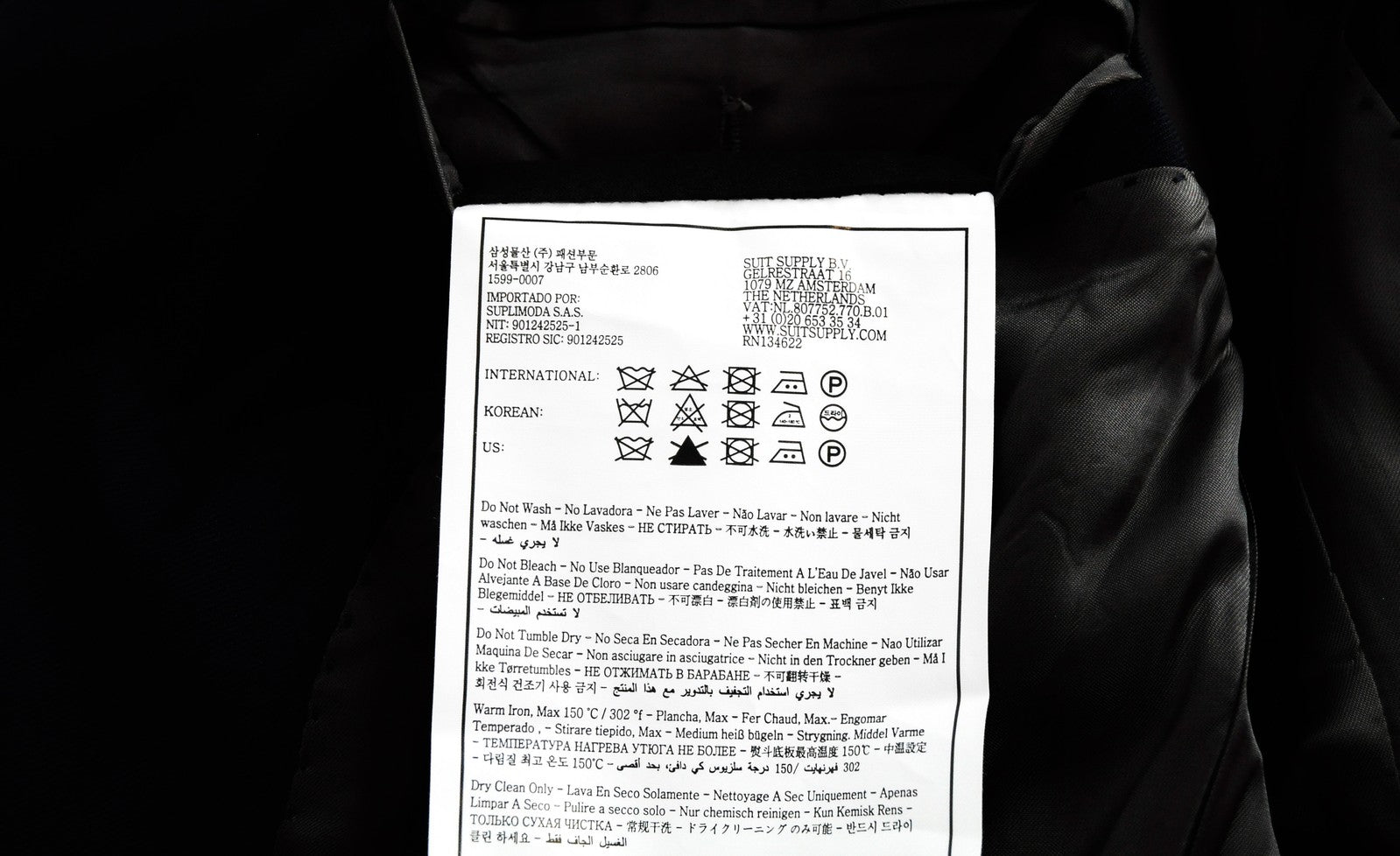 SUITSUPPLY Napoli Men Blazer UK34R Navy Pure Wool Lined Formal Single-Breasted