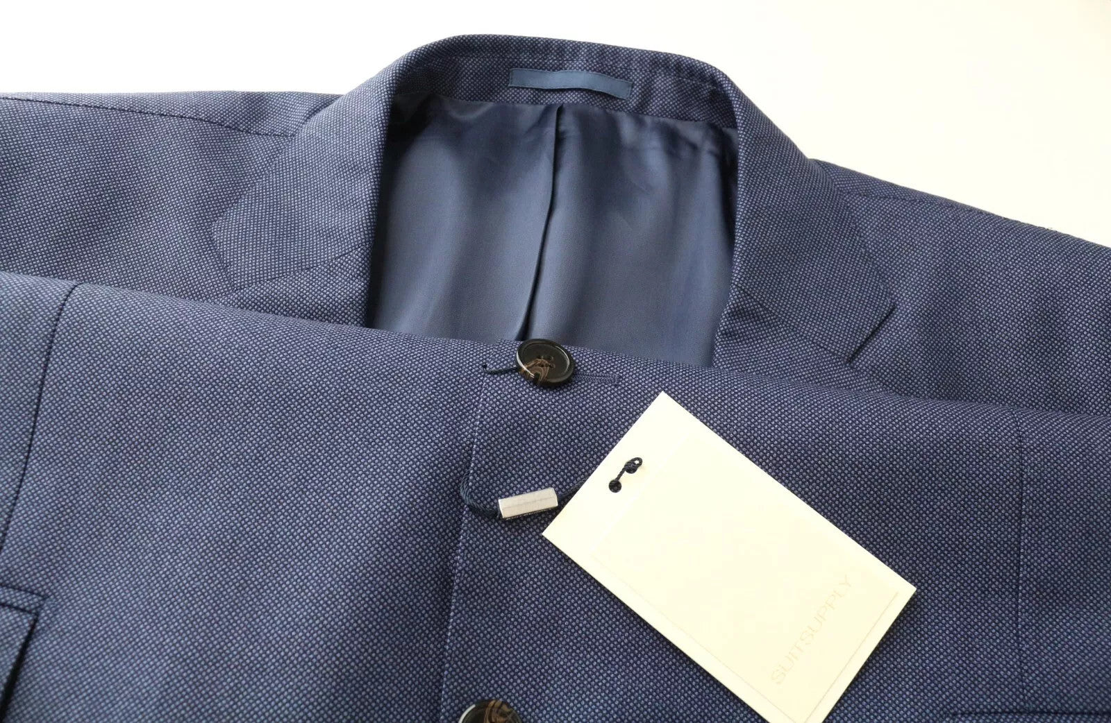 SUITSUPPLY Lazio Men's Blazer UK54S Blue Pure Wool Single-Breasted Formal