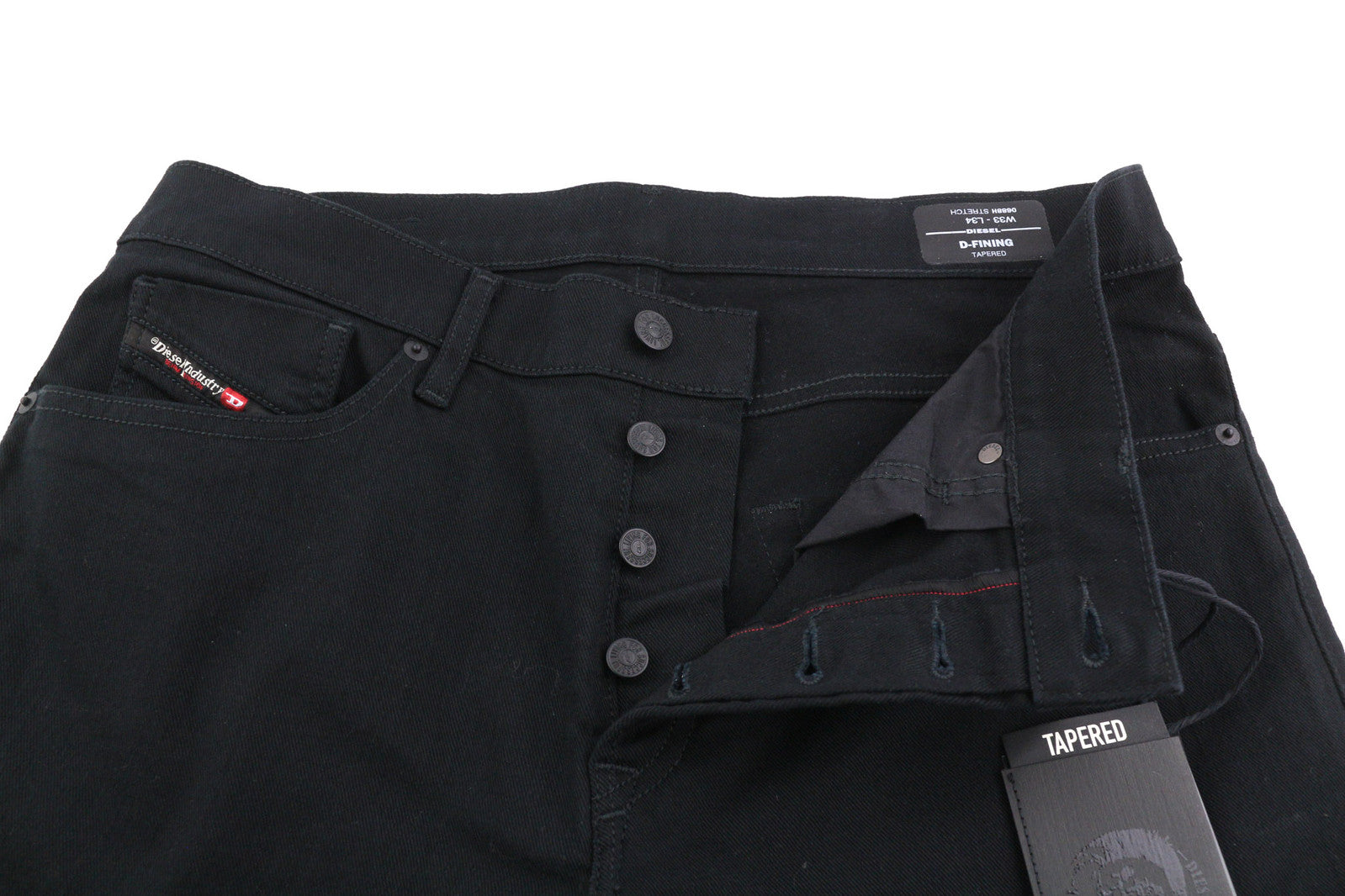 DIESEL D-Fining 0688H Men Jeans W33/L34 Denim Black Buttoned Tapered Stretch