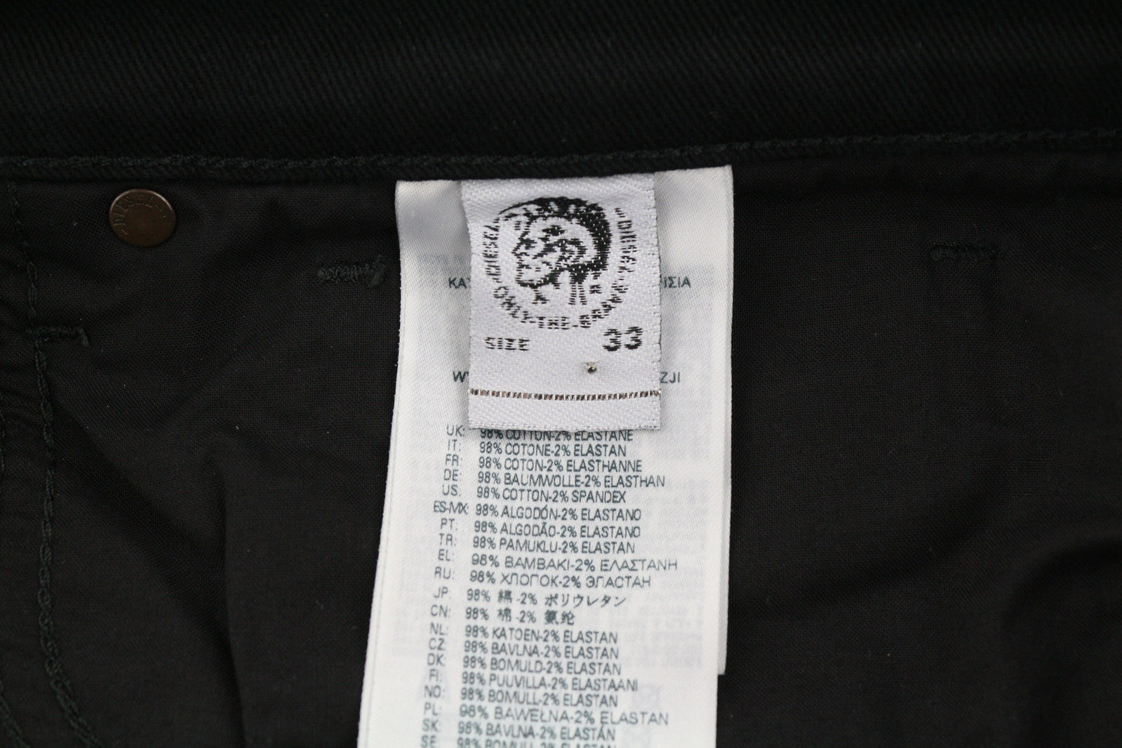 DIESEL D-Fining 0688H Men Jeans W33/L34 Denim Black Buttoned Tapered Stretch