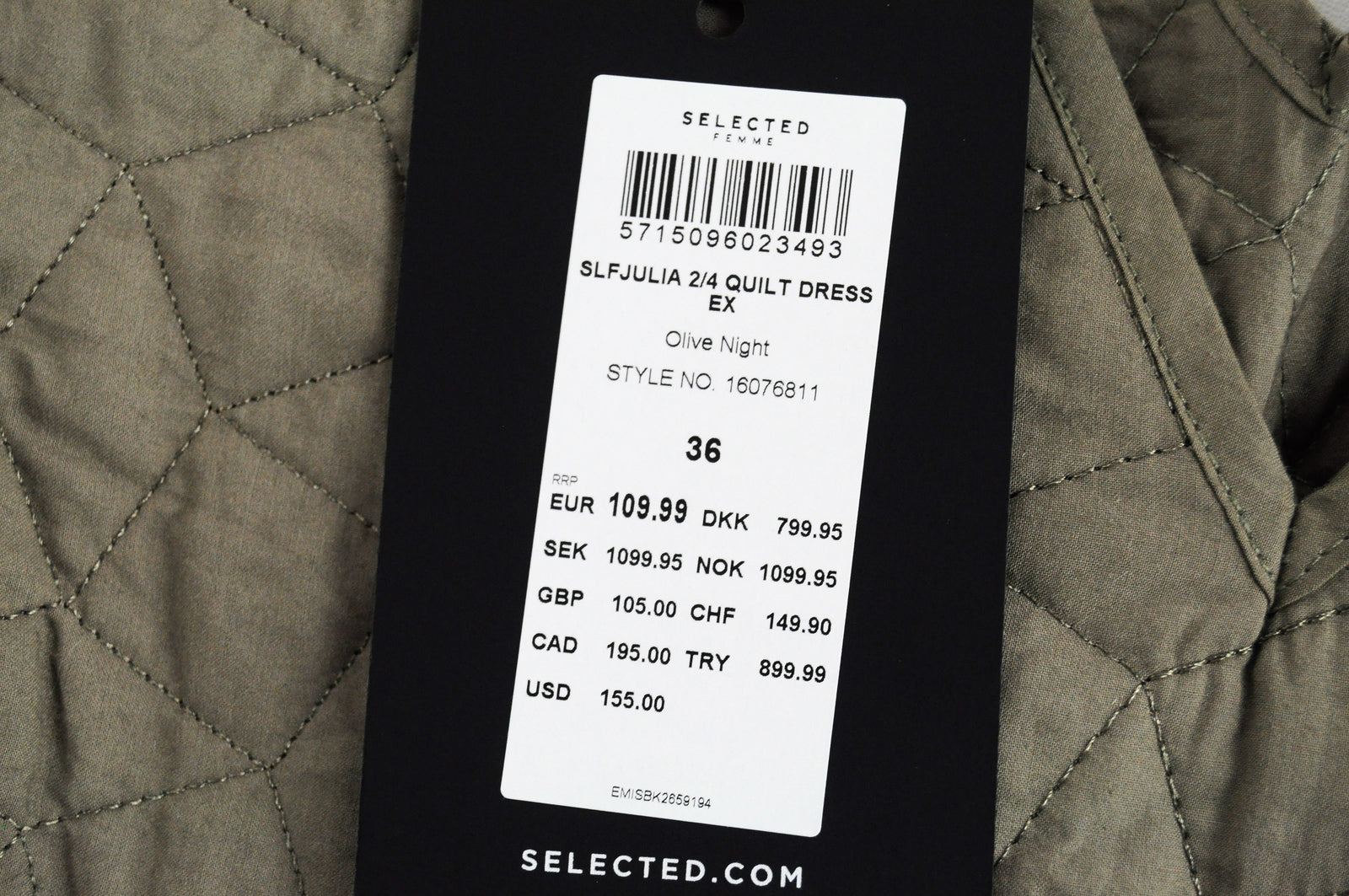 SELECTED Women Dress EU36 Green Cotton Short Sleeve Puffy Balloon Skirt Style