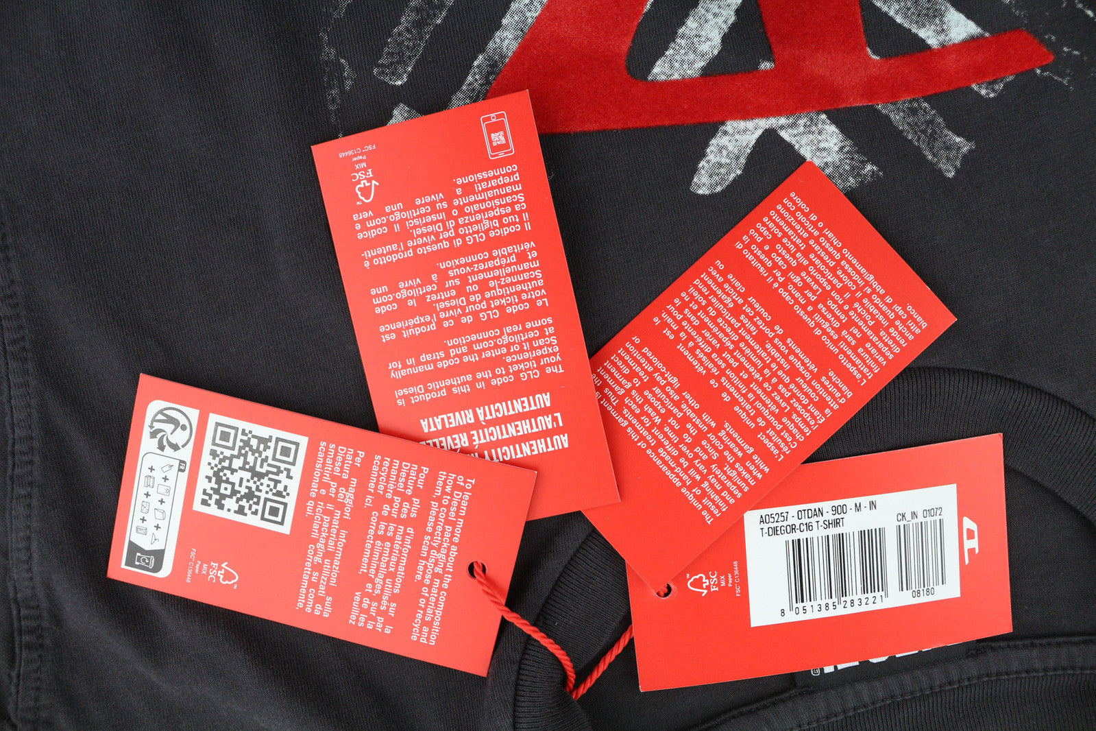 DIESEL T-Diegor-C16 Men T-Shirt M Short Sleeve Crew Neck Logo Print Dark RRP€70