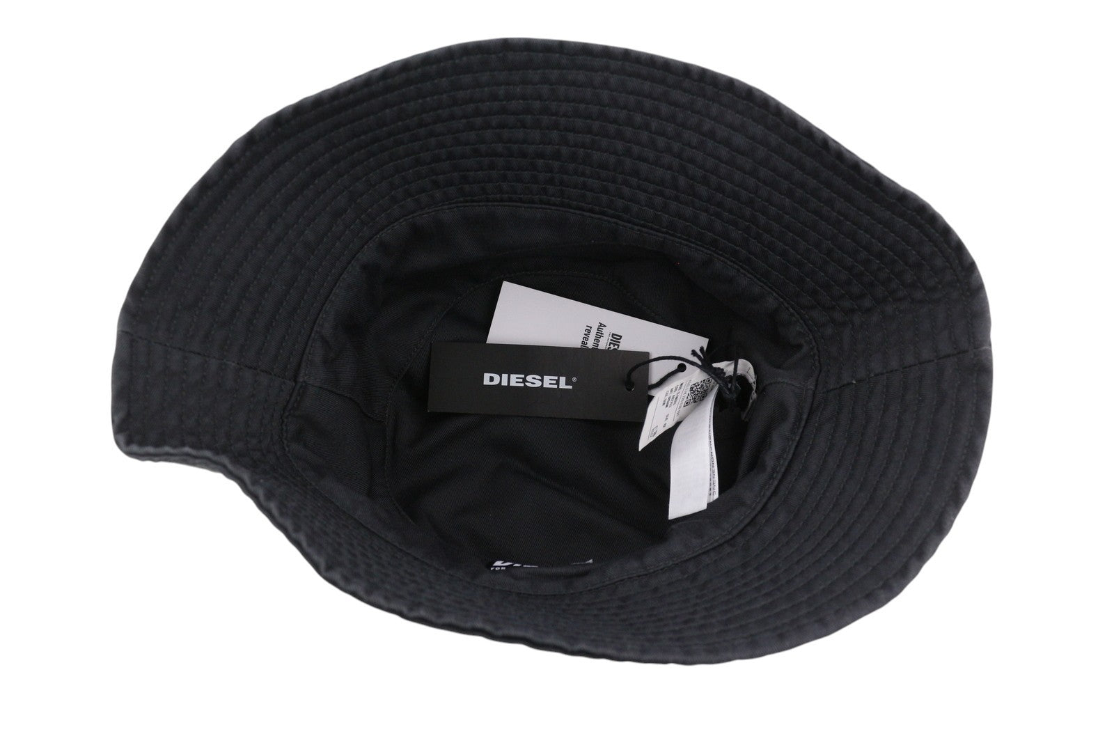 DIESEL D-Indig Men Hat OS Black Bucket All Seasons Casual Patch RRP€100