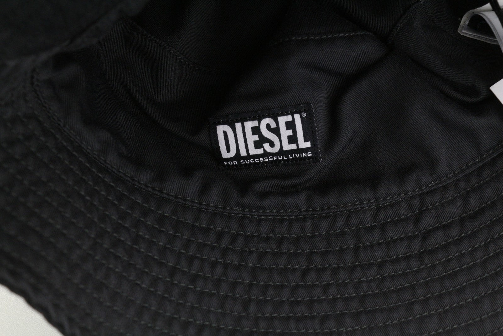 DIESEL D-Indig Men Hat OS Black Bucket All Seasons Casual Patch RRP€100