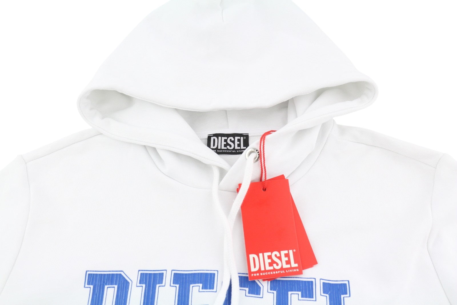 DIESEL S-Ginn-Hood-K25 Mens Hoodie M White Pullover Kangaroo Pocket RRP€125
