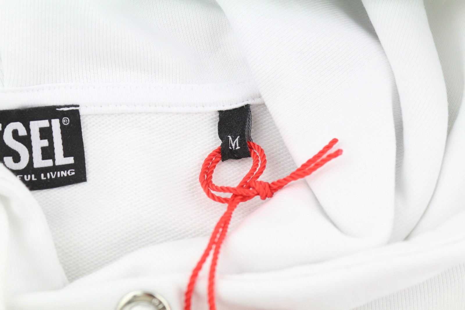 DIESEL S-Ginn-Hood-K25 Mens Hoodie M White Pullover Kangaroo Pocket RRP€125